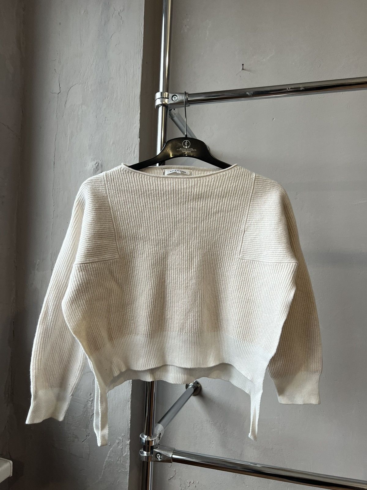 Helmut Lang HELMUT LANG CASHMERE/WOOL ASYMMETRIC WHITE SWEATER KNIT SZ S Size S / US 4 / IT 40 - 3 Thumbnail