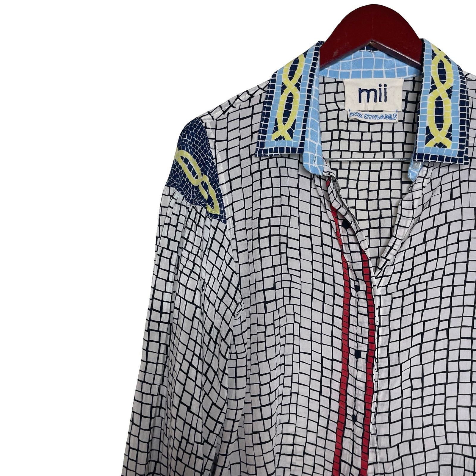 Other MII Aux Cyclades Collection 100% silk Mosaik Blouse sz XS Size XS / US 0-2 / IT 36-38 - 4 Thumbnail