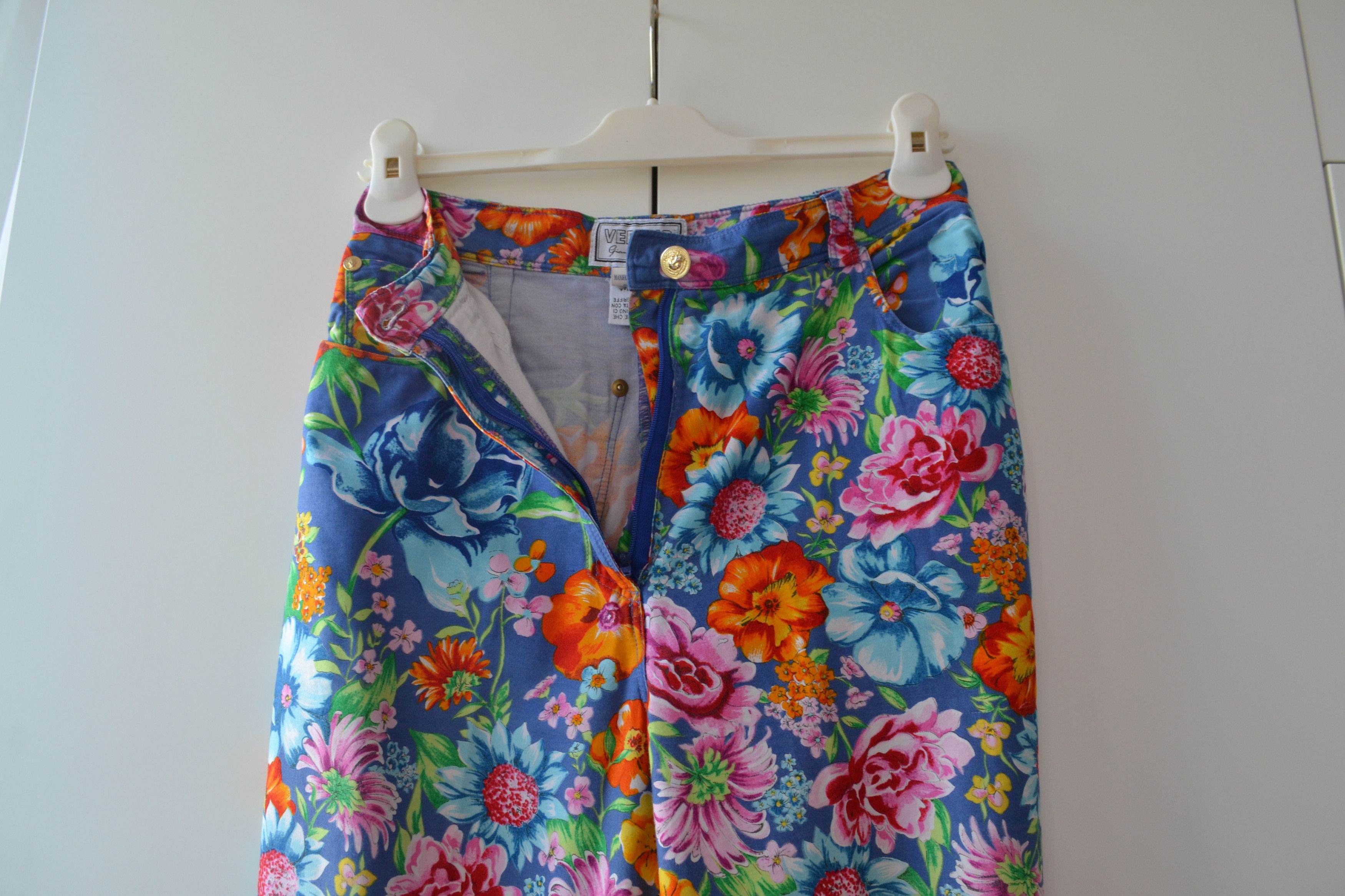 Versus Versace VERSUS Pants Trousers Blue Flower Floral Print 90s Cotton Size 30" / US 8 / IT 44 - 7 Thumbnail