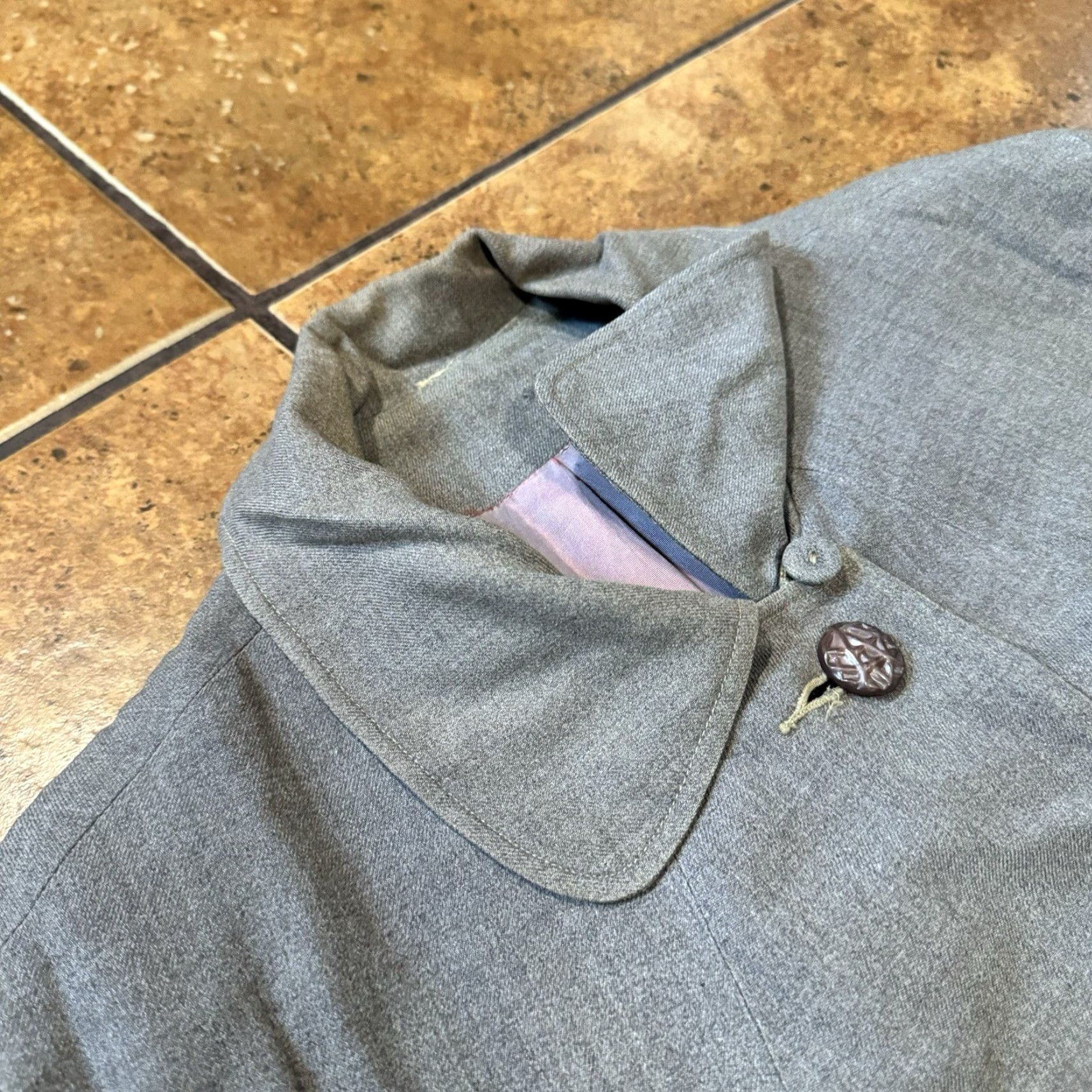 Vintage VTG 1950s Wool Duster Coat Jacket Grey Rockabilly Bonar Custom Tailor of Denver SMALL Mens Size US S / EU 44-46 / 1 - 6 Thumbnail