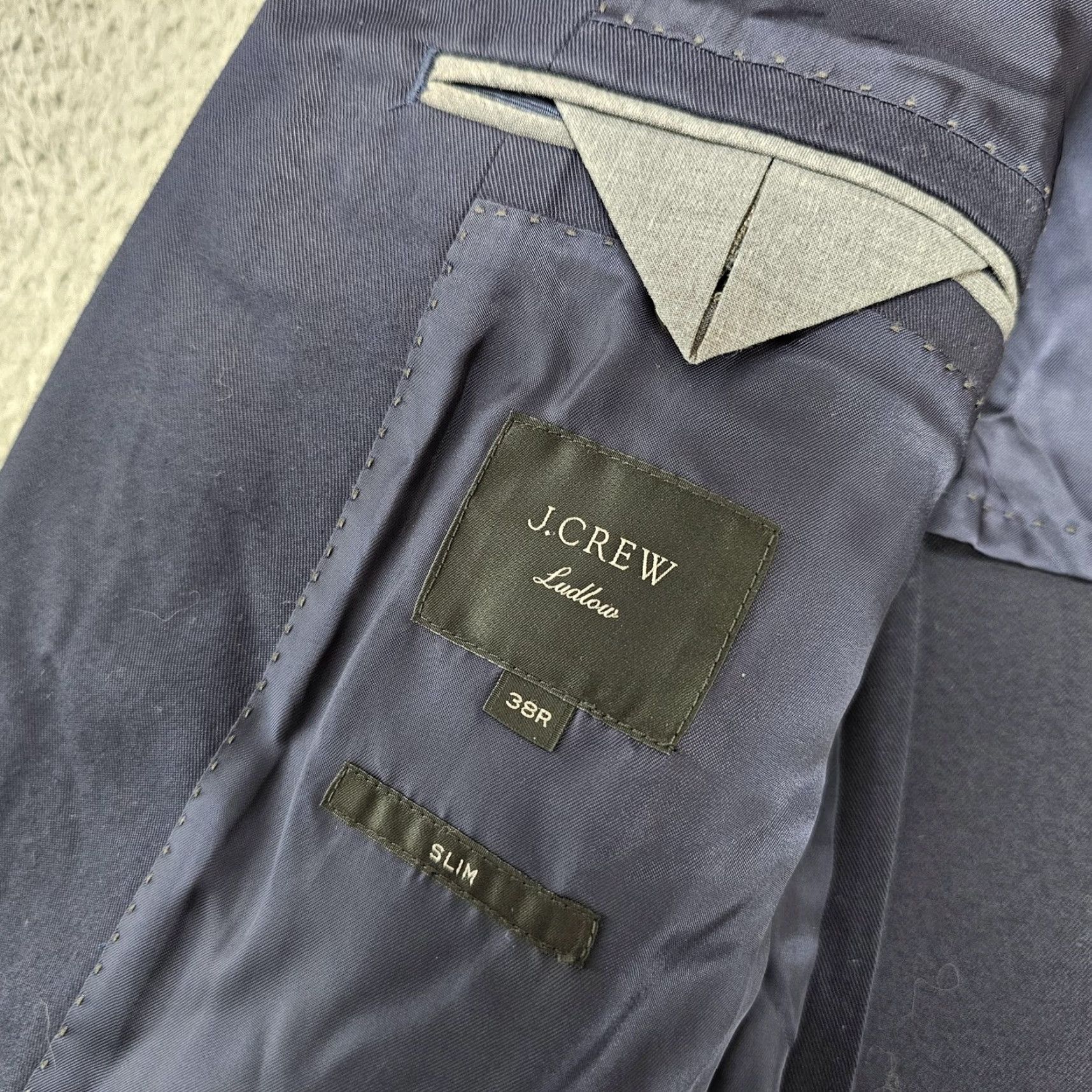 J.Crew J.Crew Blazer Mens 38R Navy Cotton Slim Fit Italian Fabric Ludlow Size 38R - 6 Thumbnail