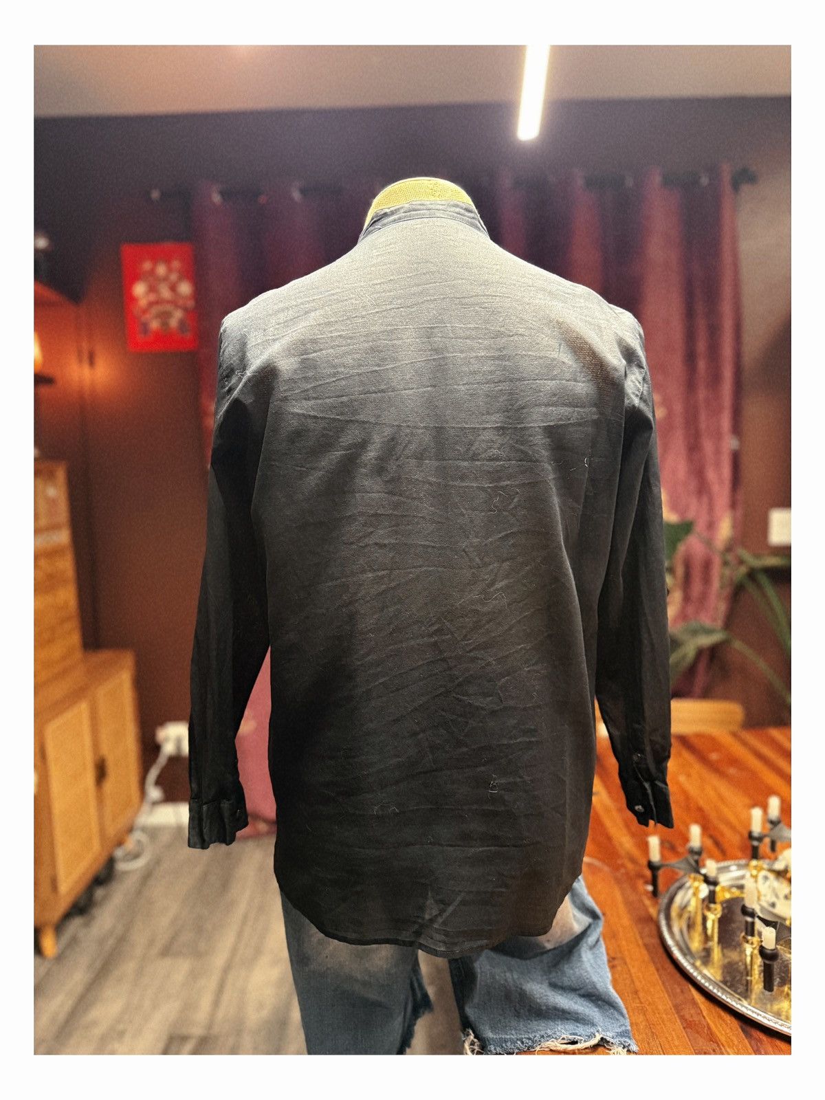 Other Black Mandarin Collar Shirt – Military-Inspired Minimalism Size US M / EU 48-50 / 2 - 8 Thumbnail
