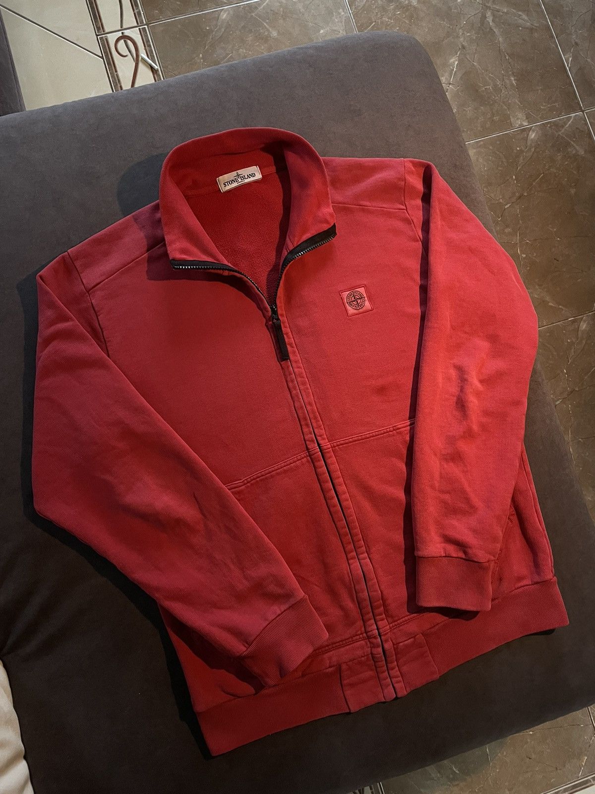 Stone Island Vintage Stone Island Patch Program Red Zip Hoodie – XL Size US XL / EU 56 / 4 - 1 Thumbnail