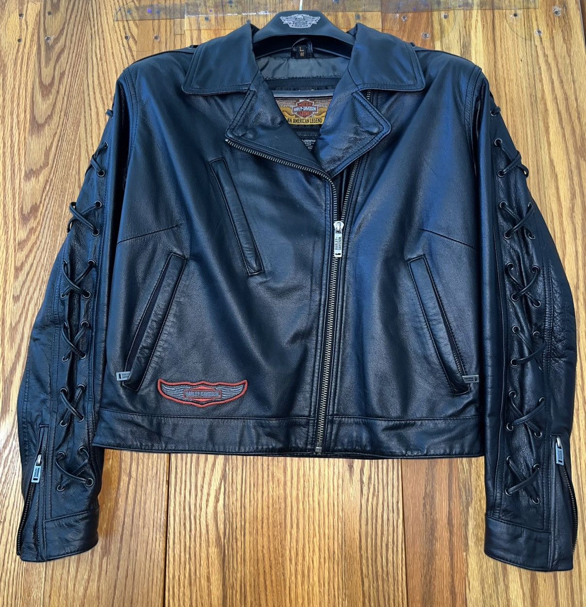 Harley Davidson Mint NOS 2002 Harley-Davidson Hacienda Leather Jacket Sz LW Size L / US 10 / IT 46 - 7 Thumbnail