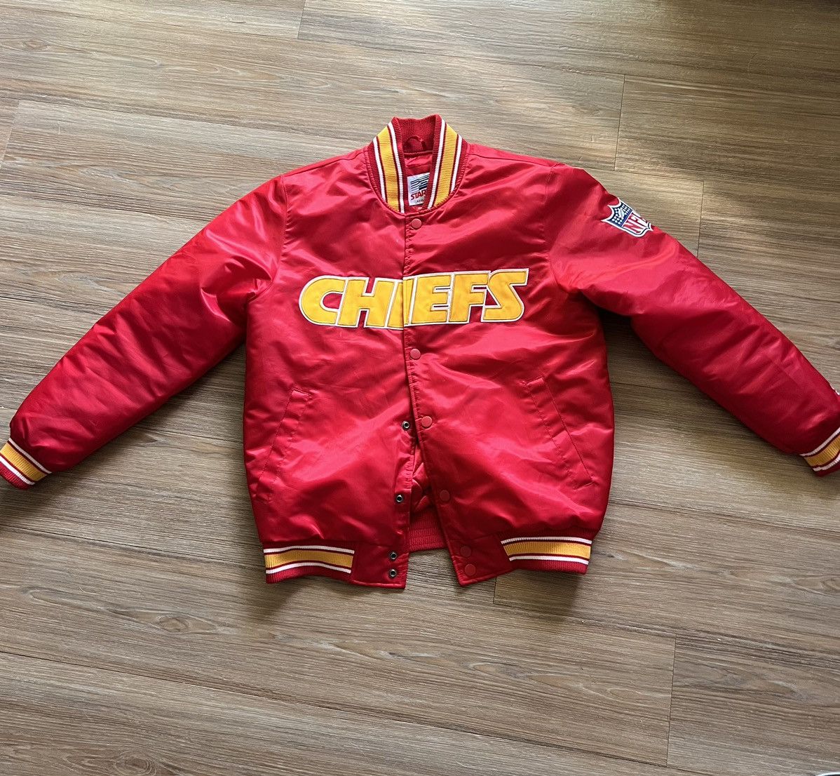 image of Homage x Nfl Tailgaters Exclusive Kansas City Chiefs Varsity Jack in Red, Men's (Size Large)