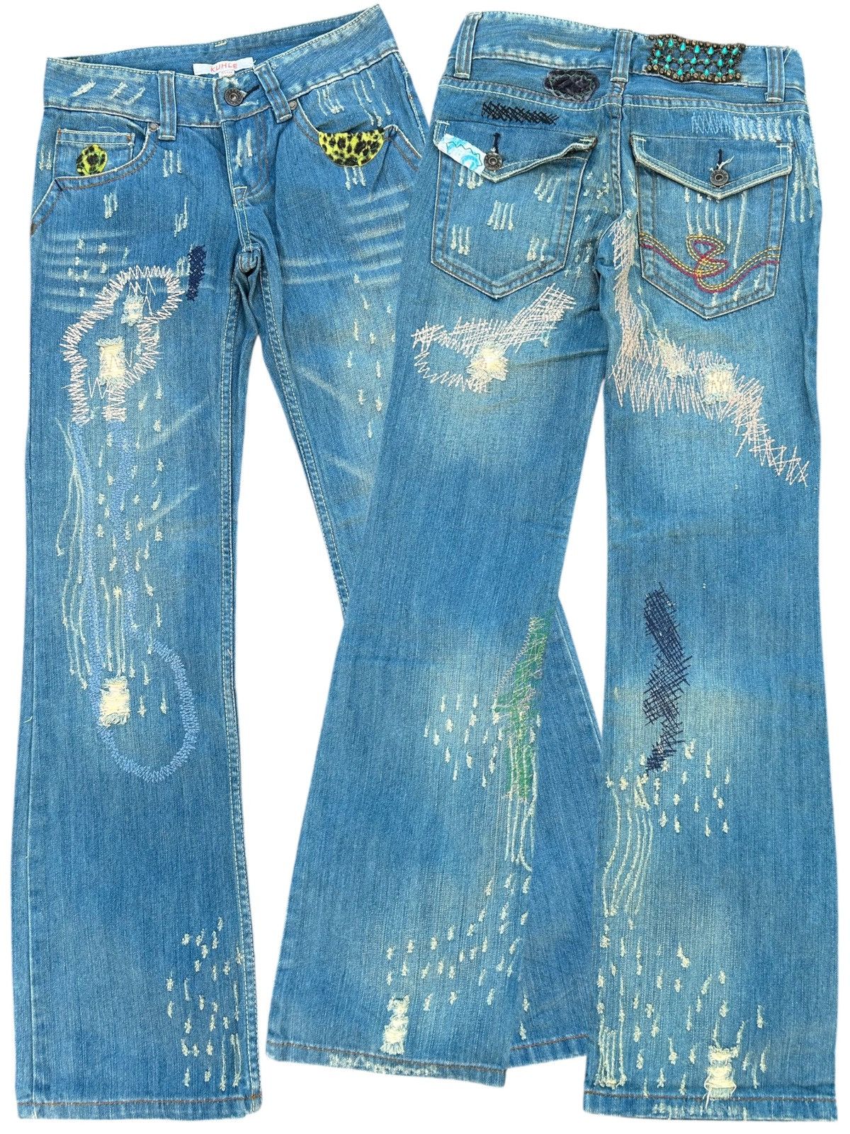 Kapital × Vintage × Who Decides War Hippies Style Japanese Distressed Denim Jeans Rare 🎌☠️ Size US 27 - 1 Thumbnail