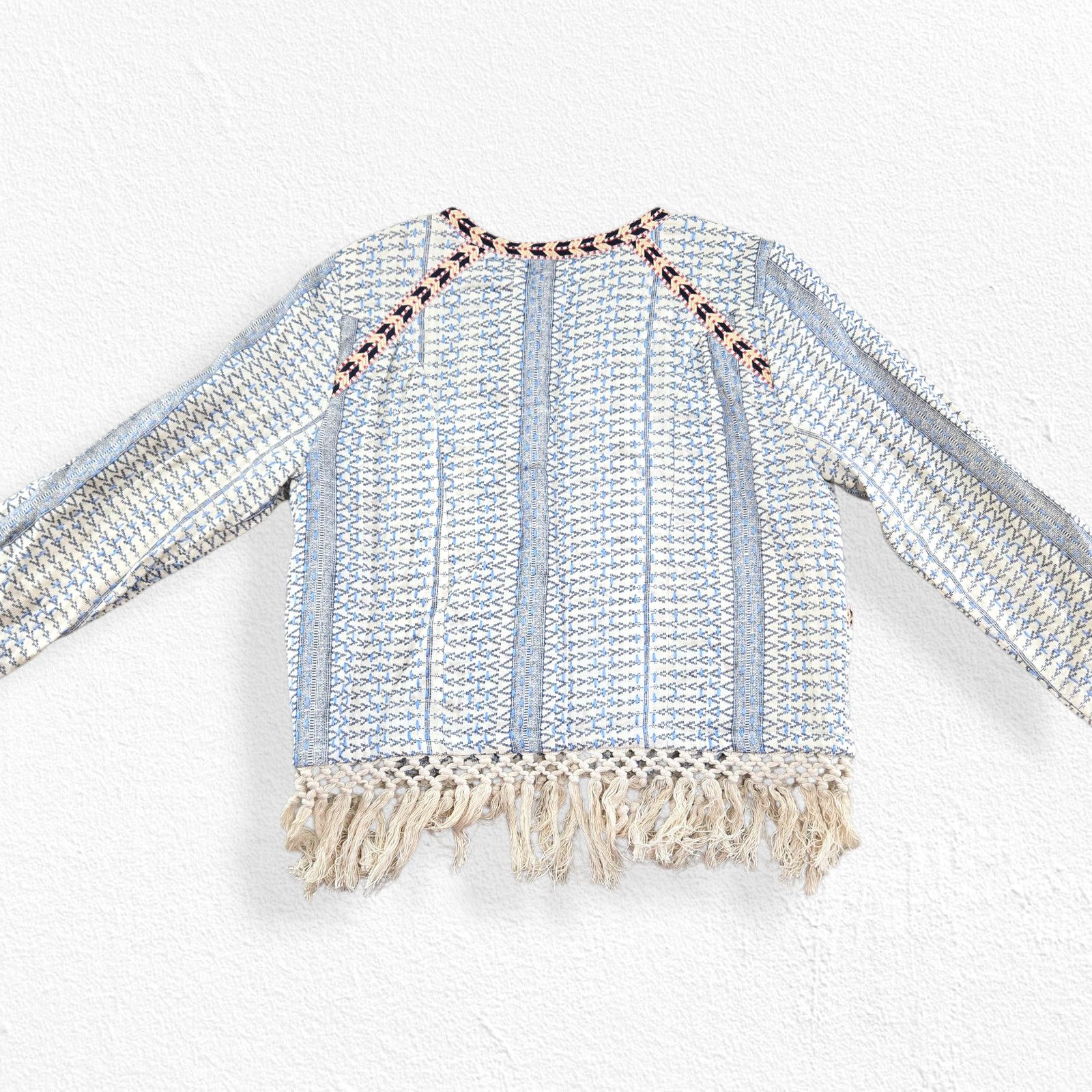 Other Tularosa Blue White Boho Fringe Blazer Size Medium Size M / US 6-8 / IT 42-44 - 11 Thumbnail