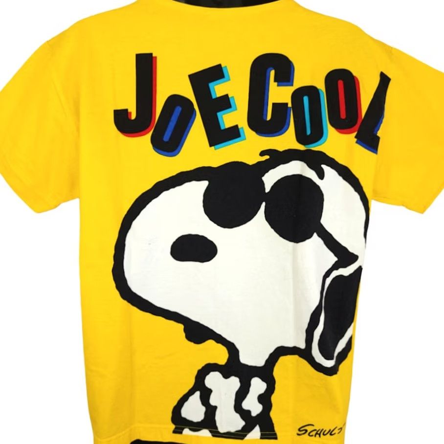 Peanuts VINTAGE Snoopy Joe Cool T Shirt Womens Size Large 80s 90s Suika Peanuts All Over Print Yellow Cotton Tangmo Crew Neck Short Sleeve Size L / US 10 / IT 46 - 4 Thumbnail