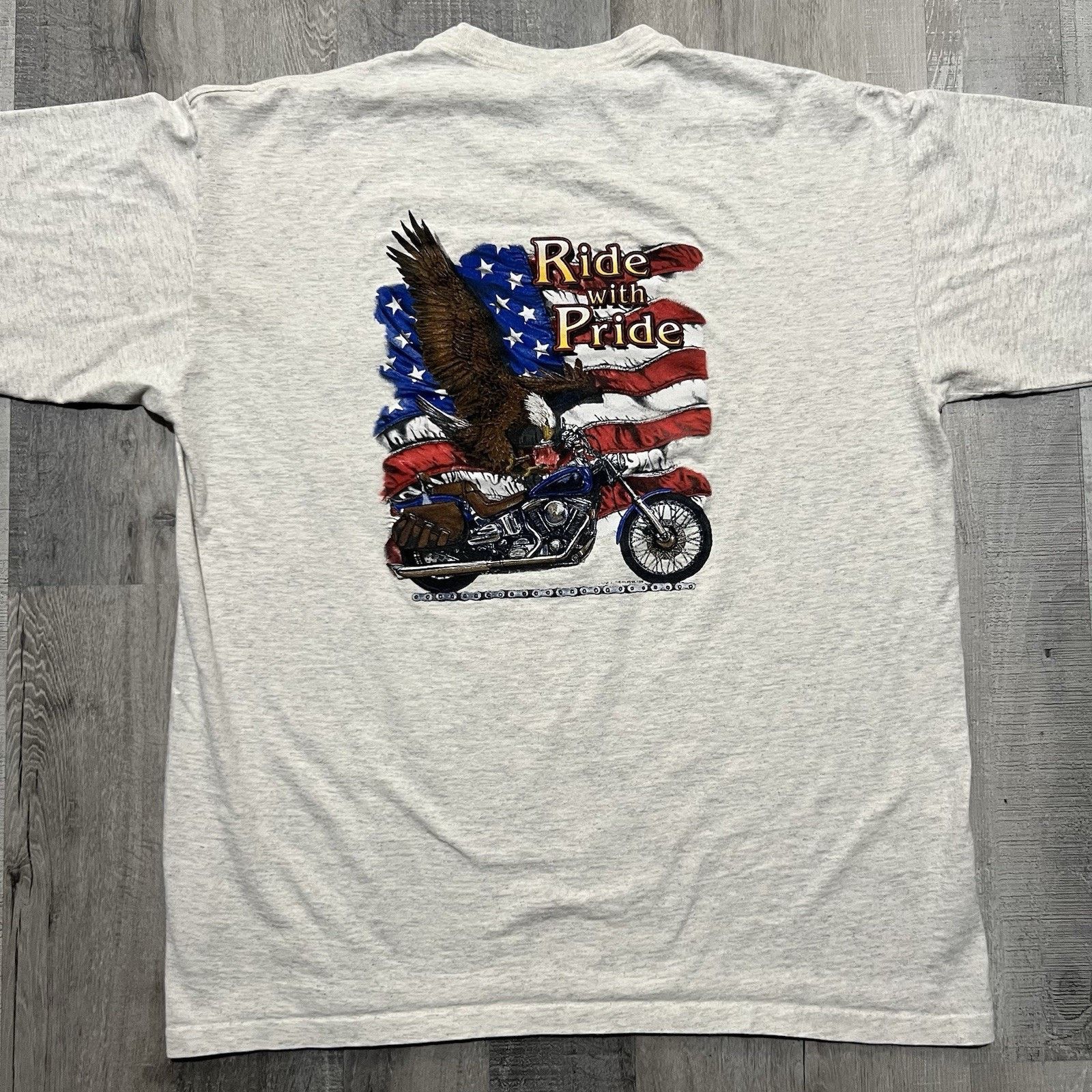 Vintage VTG Harley Davidson Ride With Pride Biker Eagle 90s T Shirt Size US XL / EU 56 / 4 - 1 Thumbnail