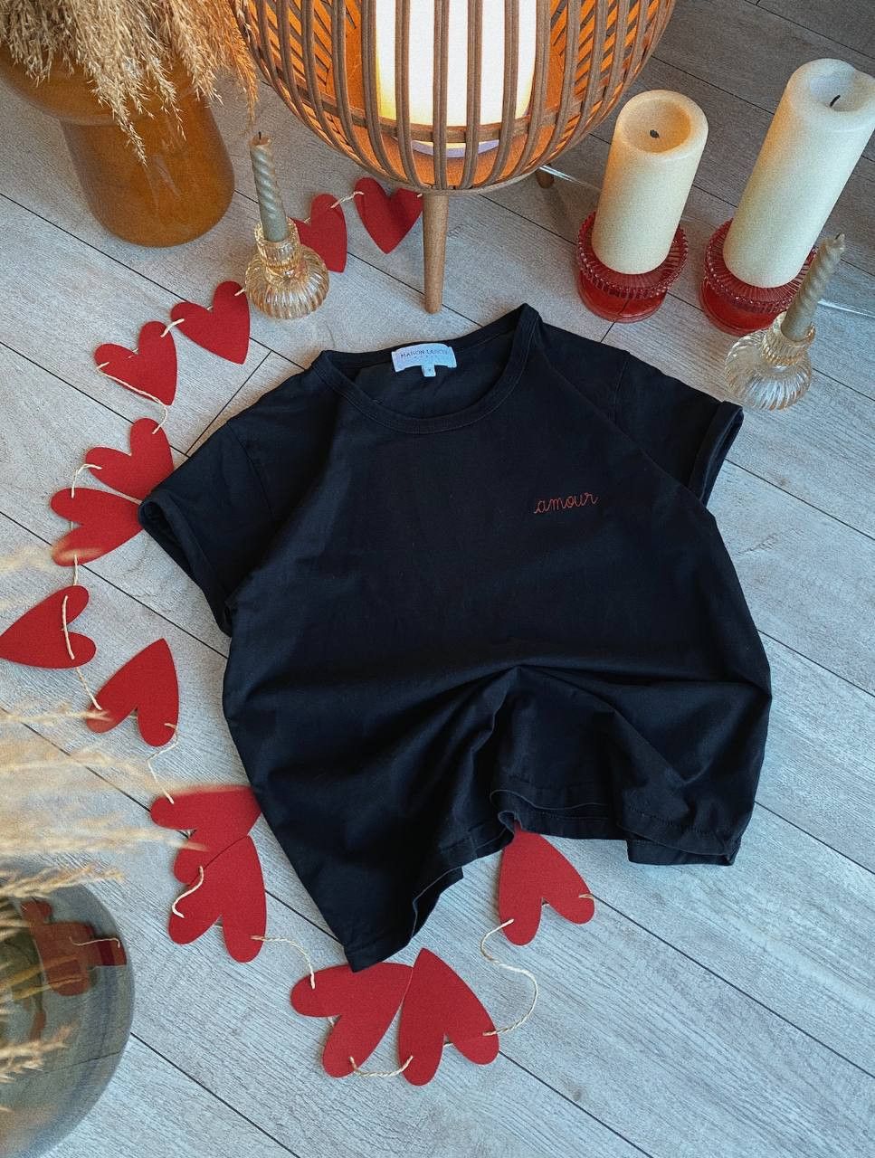 Maison Labiche Maison Labiche Black “Amour” Embroidered Tee Size M / US 6-8 / IT 42-44 - 1 Thumbnail