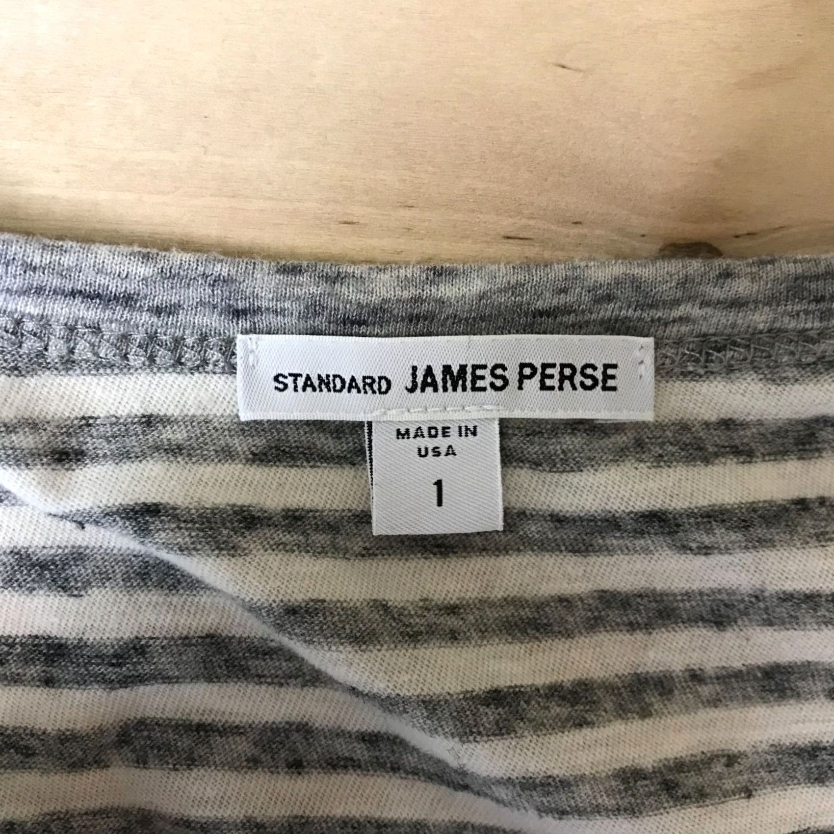 James Perse James Perse Shirt Womens 1 Gray Cream Striped Short Sleeve Round Neck Cotton Size XS / US 0-2 / IT 36-38 - 7 Thumbnail