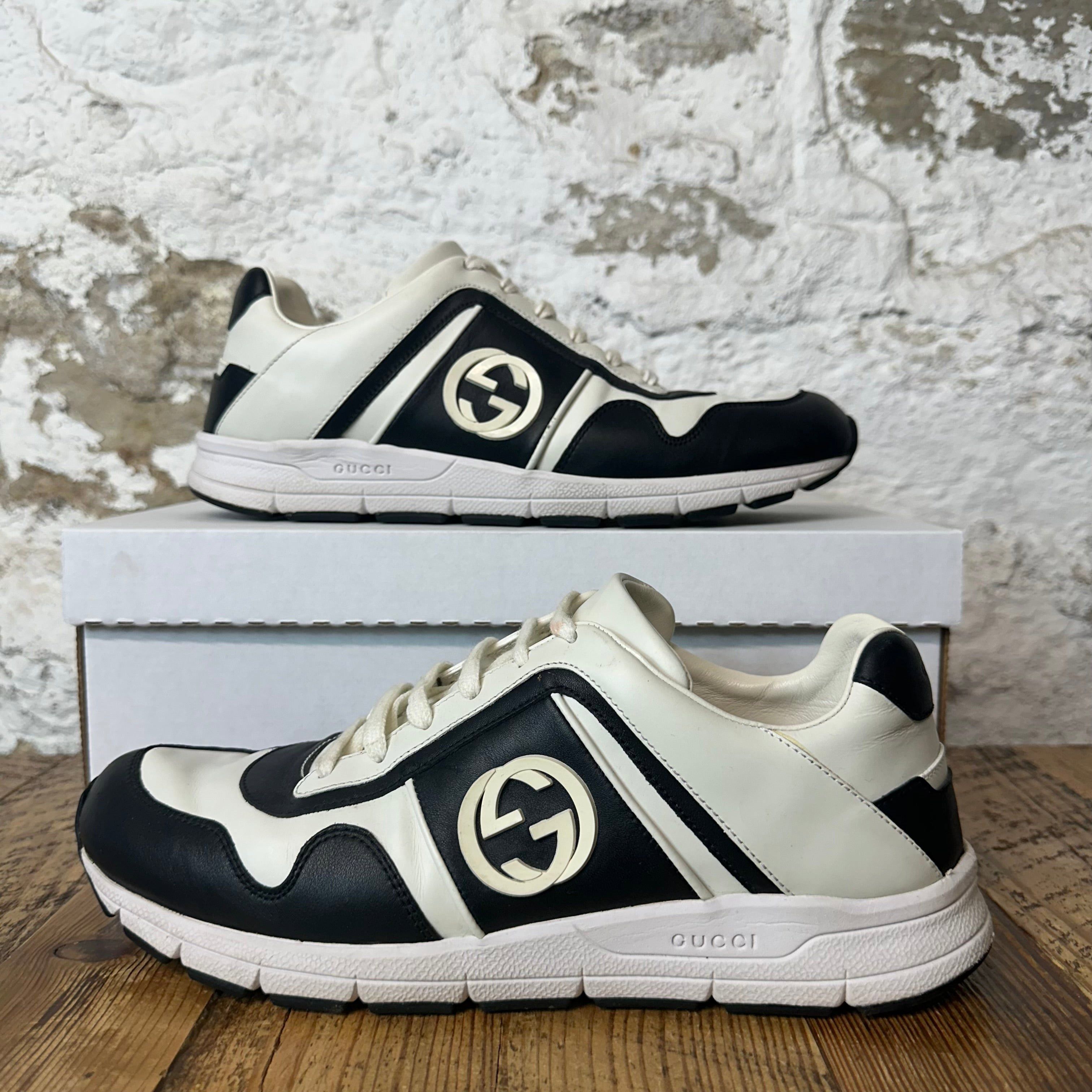 Gucci Interlocking GG Black White Sneaker Sz 8