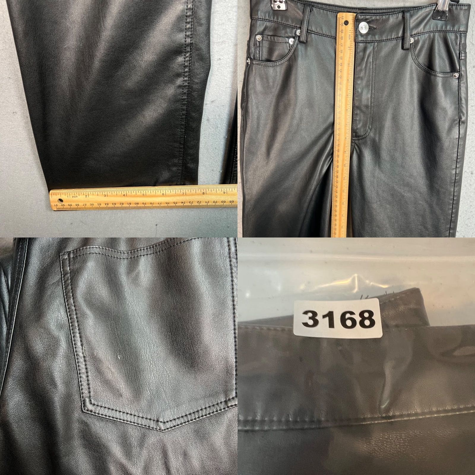 Zara Zara Black Faux Leather High-Waisted Straight Leg Pants Womens Size 2 Pants Size 26" / US 2 / IT 38 - 8 Thumbnail