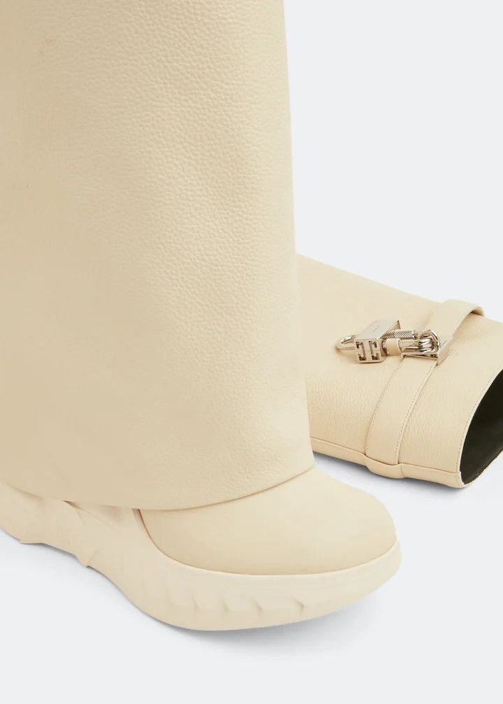 Givenchy o1n1vont0326 Shark Lock Biker Boots in White Size US 11 / IT 41 - 3 Thumbnail