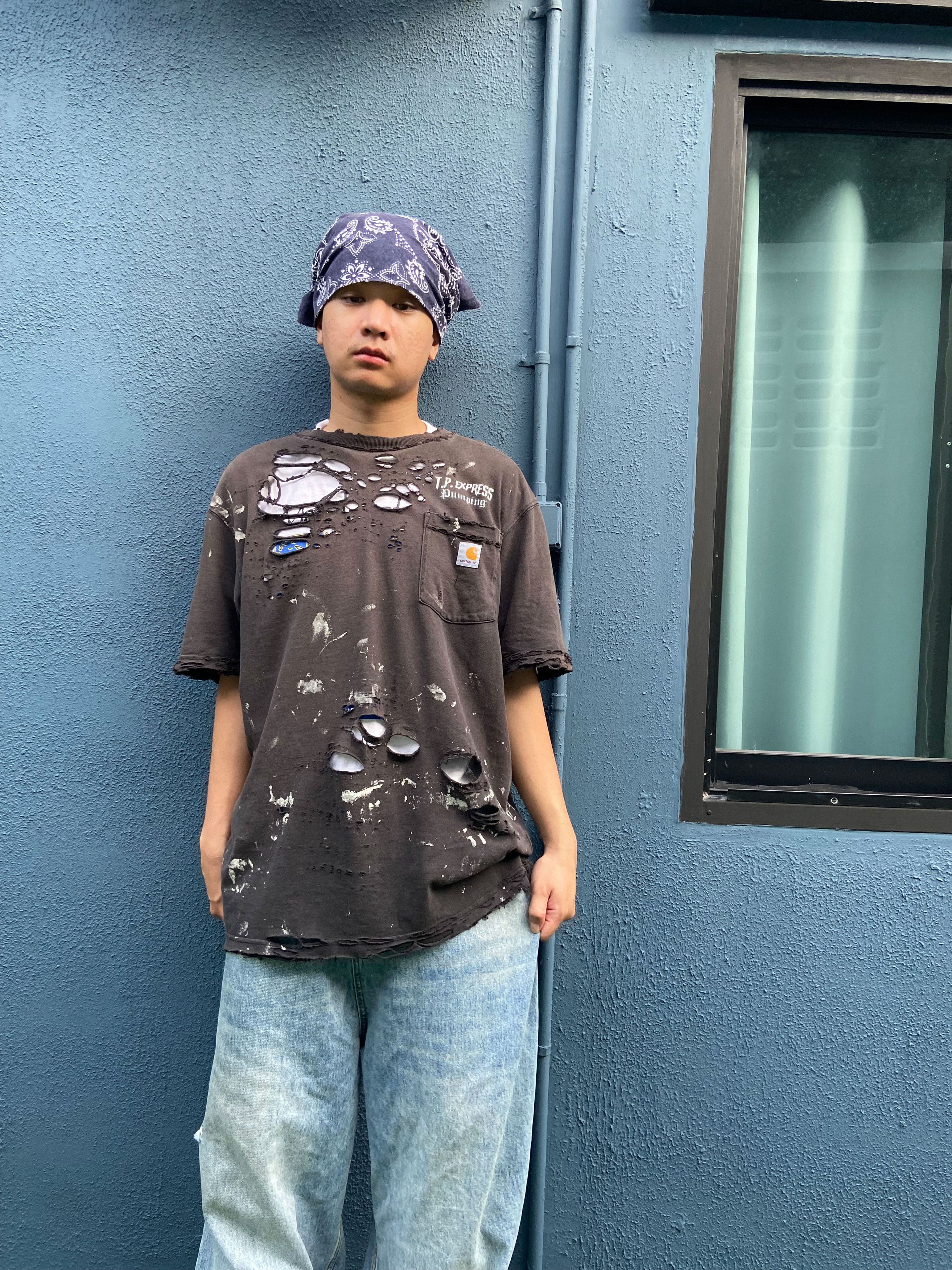 Carhartt × Vintage Carhartt T-Shirt Sun Fade Thrashed Distressed Pocket Size US L / EU 52-54 / 3 - 3 Thumbnail