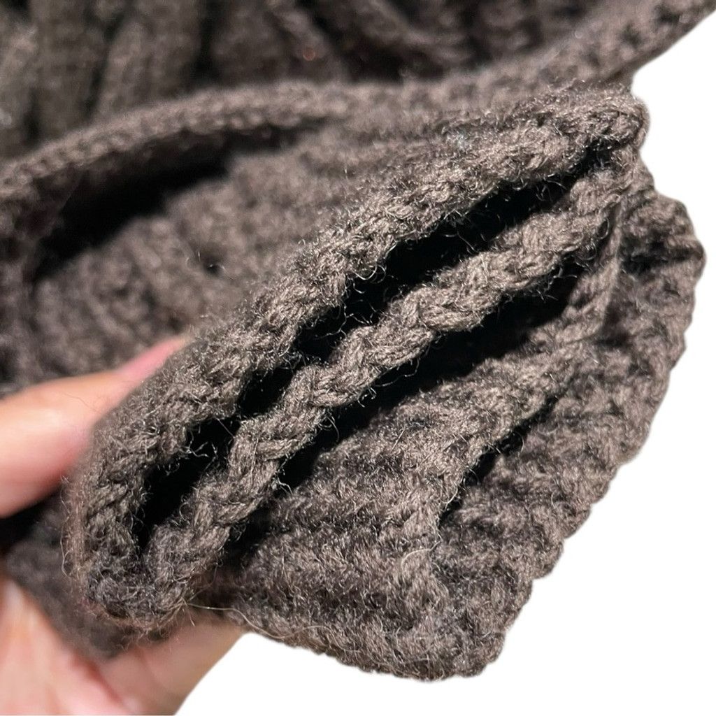 Max Mara MaxMara Dark Brown Open Knit CableKnit Turtleneck Sweater 00 Size XXS / US 00 / IT 34 - 4 Thumbnail