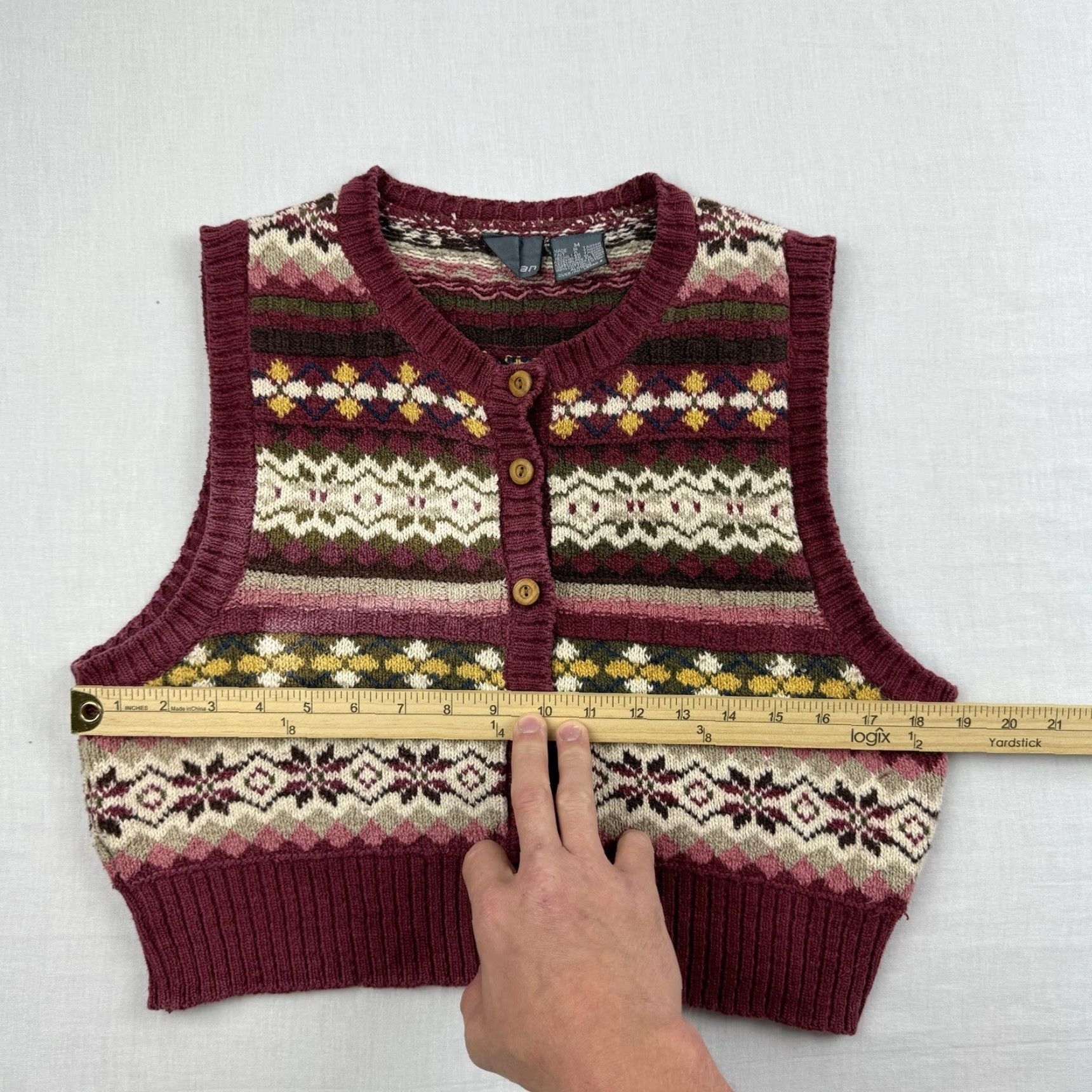 Vintage VINTAGE LizWear Sweater Vest Women's Medium Sleeveless Red Geometric 90s Y2K Hipster Size M / US 6-8 / IT 42-44 - 6 Thumbnail