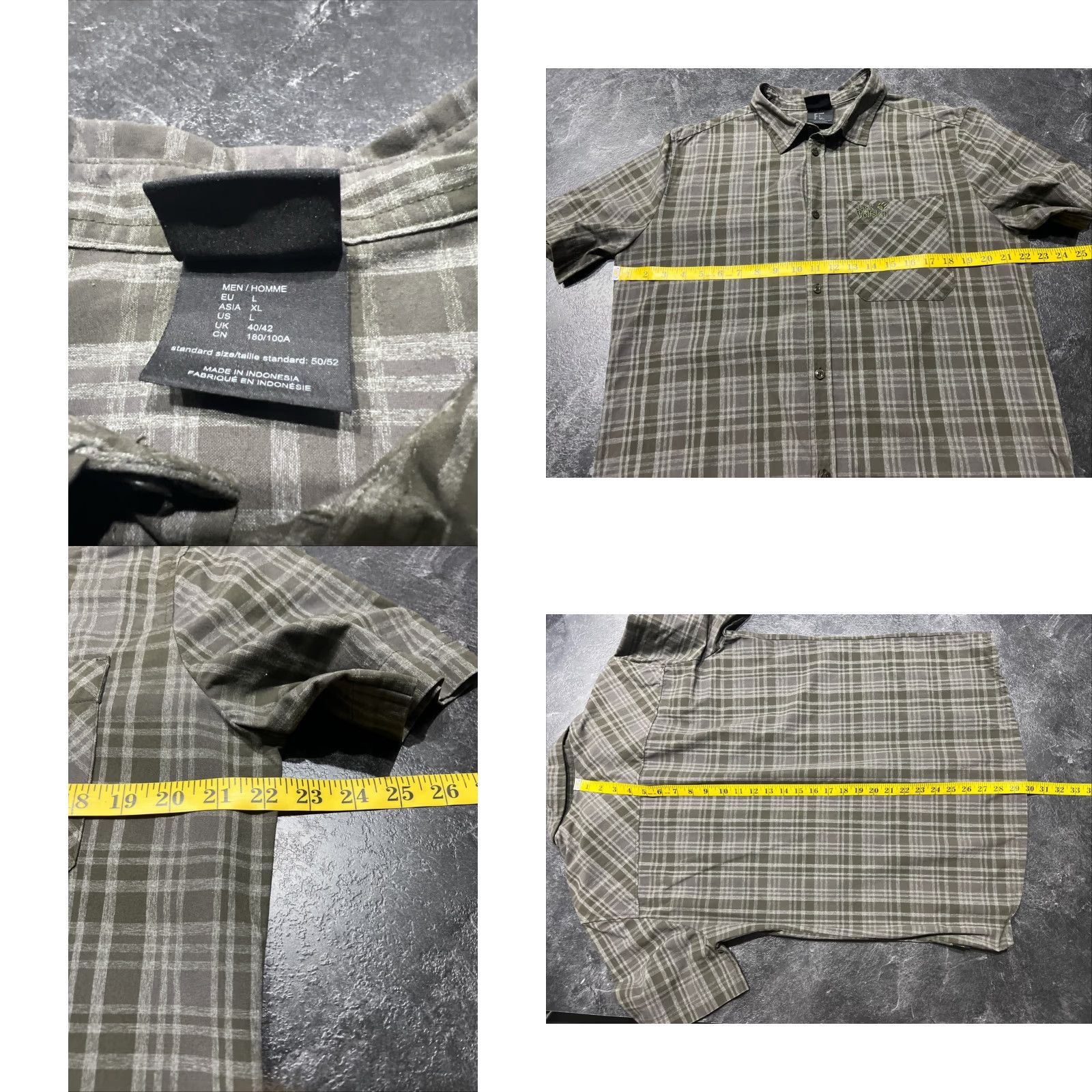 Jack Wolfskin Jack Wolfskin Shirt Button-Up Short Sleeve Men L Green Cotton UV Shield Casual Travel Workwear Pockets Classic Outdoor 40/42 Regular Size US L / EU 52-54 / 3 - 8 Thumbnail