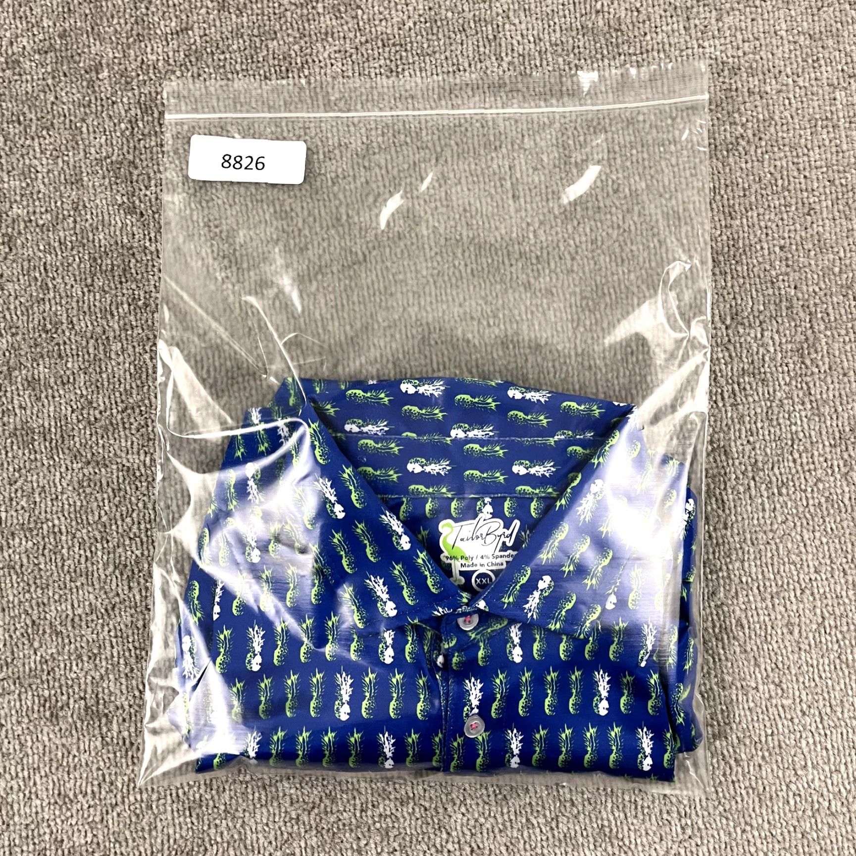 Tailorbyrd TAILORBYRD Polo Shirt Mens 2XL Blue Green Pineapple Golf Performance Sport Shirt Size US XXL / EU 58 / 5 - 7 Thumbnail
