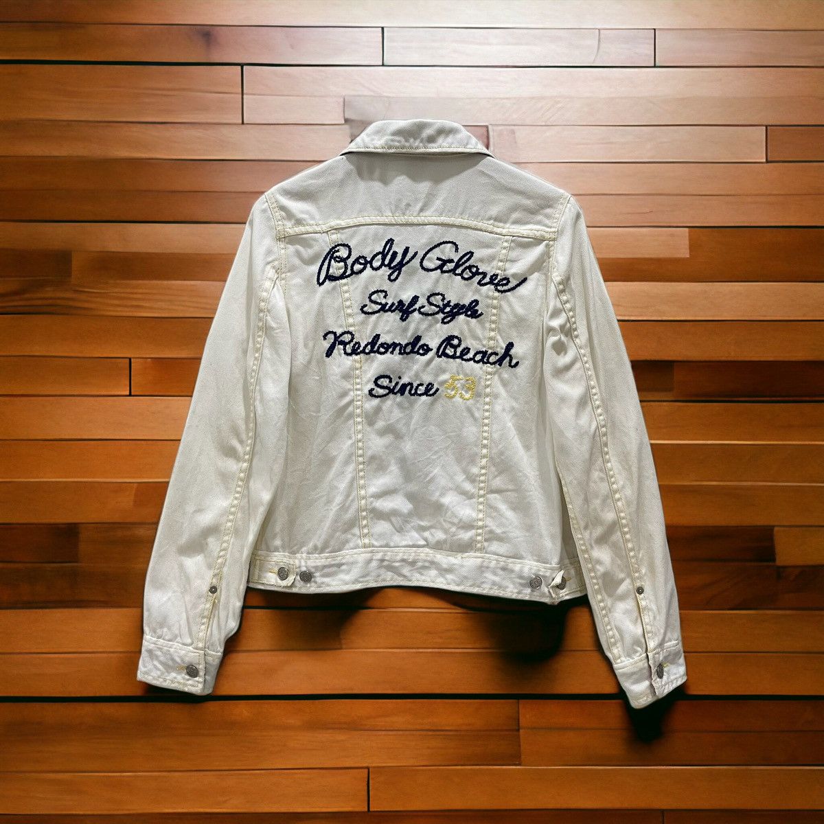 Body Glove × Vintage Rare Vintage Body Glove White Denim Trucker Button Jacket Size M / US 6-8 / IT 42-44 - 1 Thumbnail