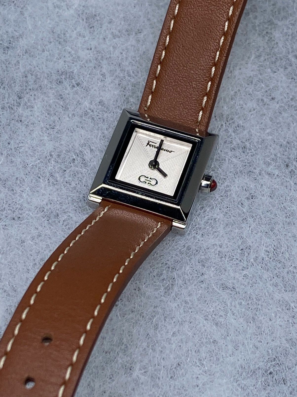 Salvatore Ferragamo Ferragamo Square Brown Leather Strap Watch 19mm Size ONE SIZE - 6 Thumbnail