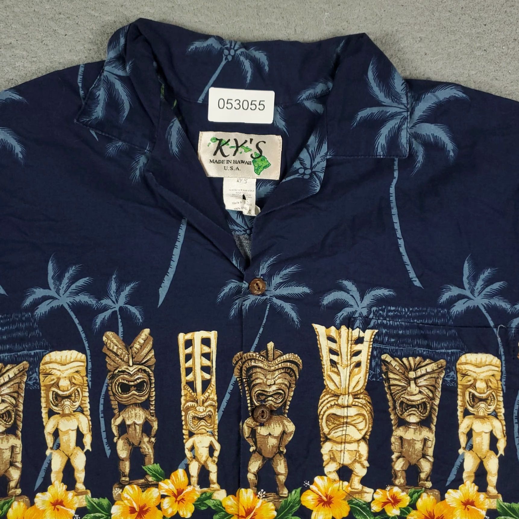 Vintage KY's Hawaiian Button-Up Shirt Mens Medium Blue Floral Collared Cotton Casual Aloha Outdoors Size US M / EU 48-50 / 2 - 2 Thumbnail