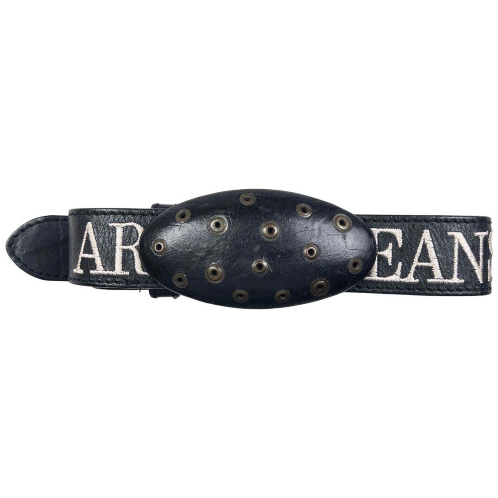 Armani Vintage Armani Jeans Embroidered Leather Belt Size W38 Size ONE SIZE - 1 Thumbnail