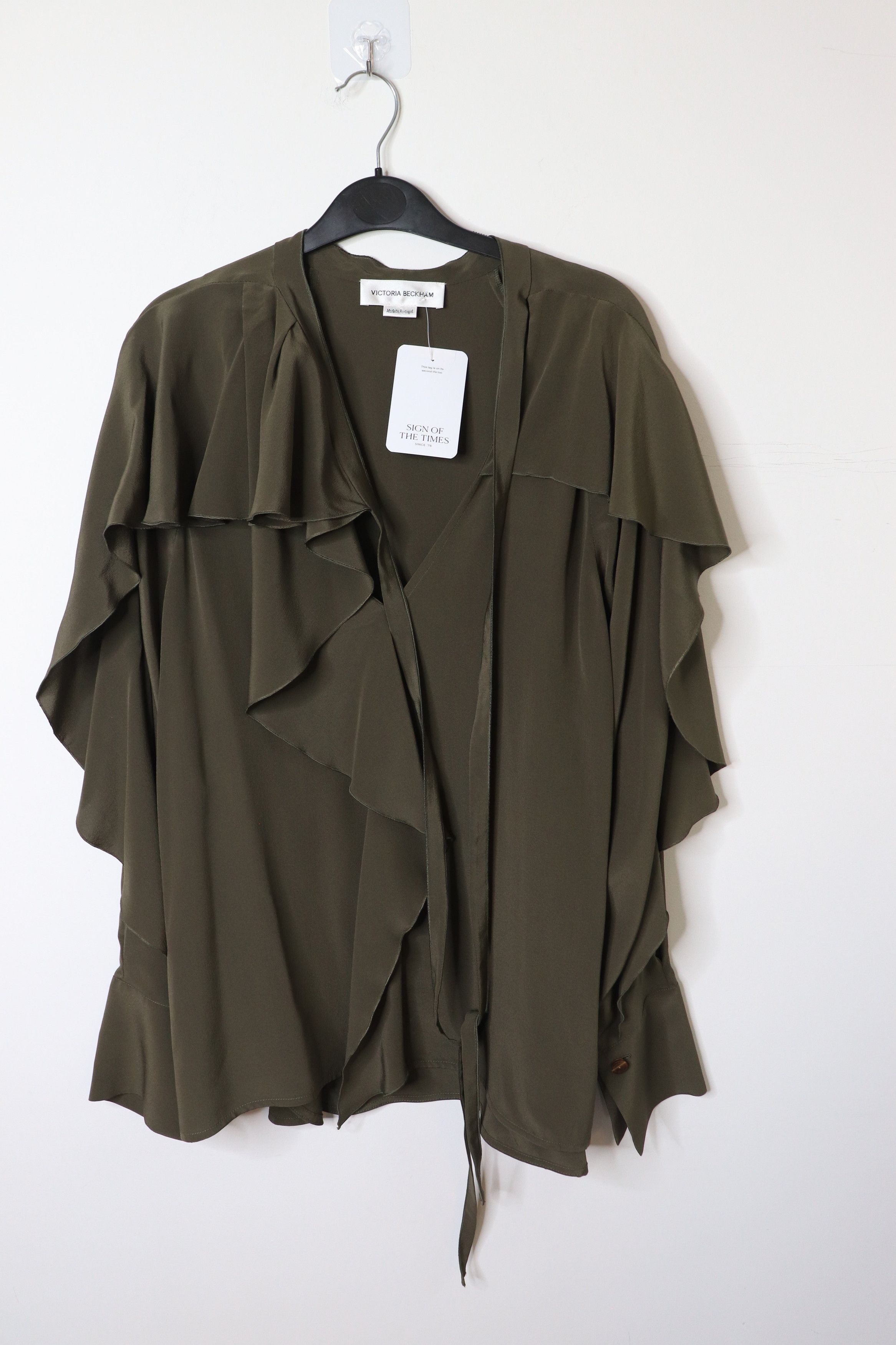 Other Khaki silk frill blouse - UK 10 Size M / US 6-8 / IT 42-44 - 1 Thumbnail