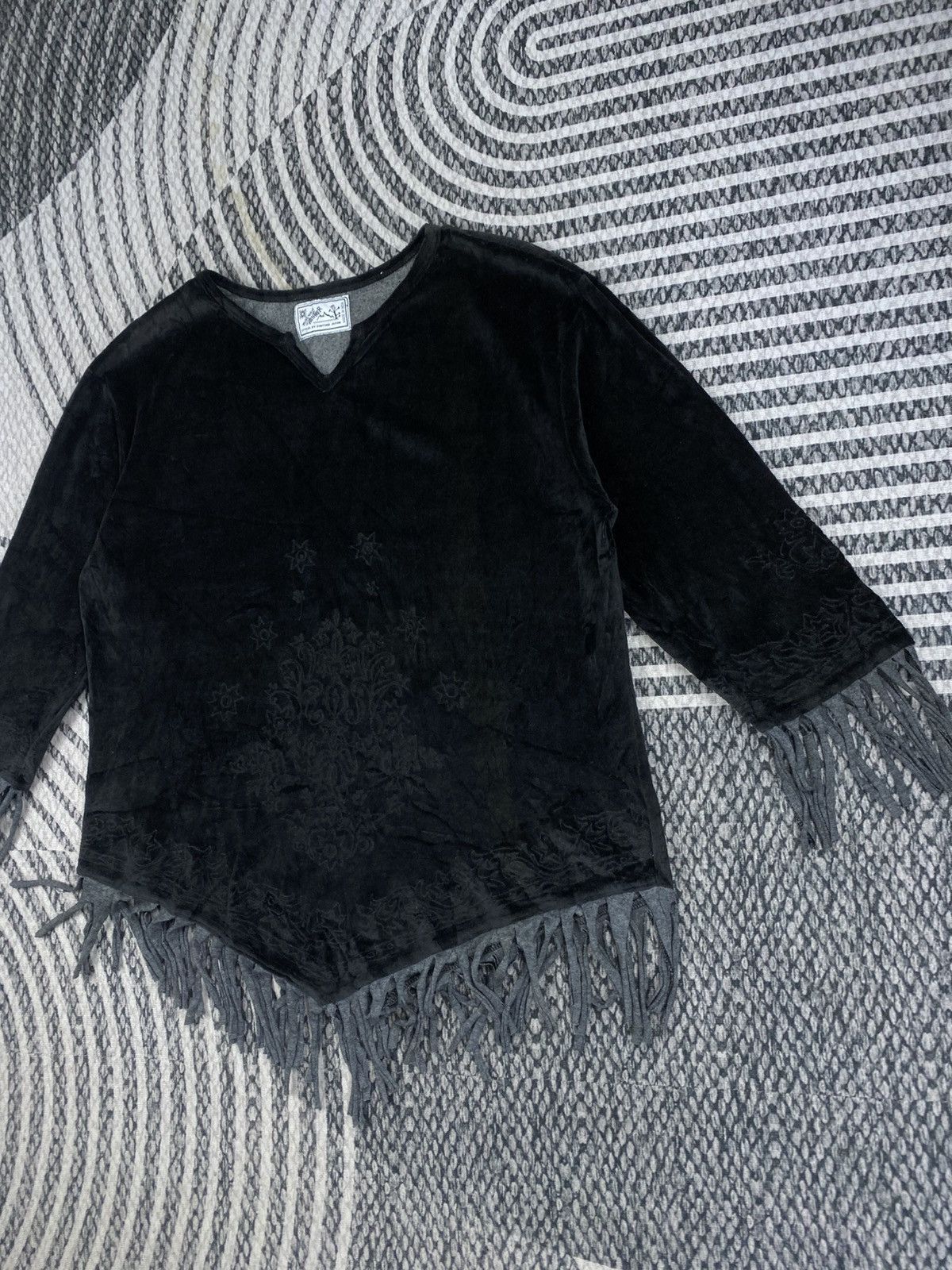 Rare Panther Vtg Panter Japan Black Velvet Poncho Style Blouse Size M / US 6-8 / IT 42-44 - 4 Thumbnail