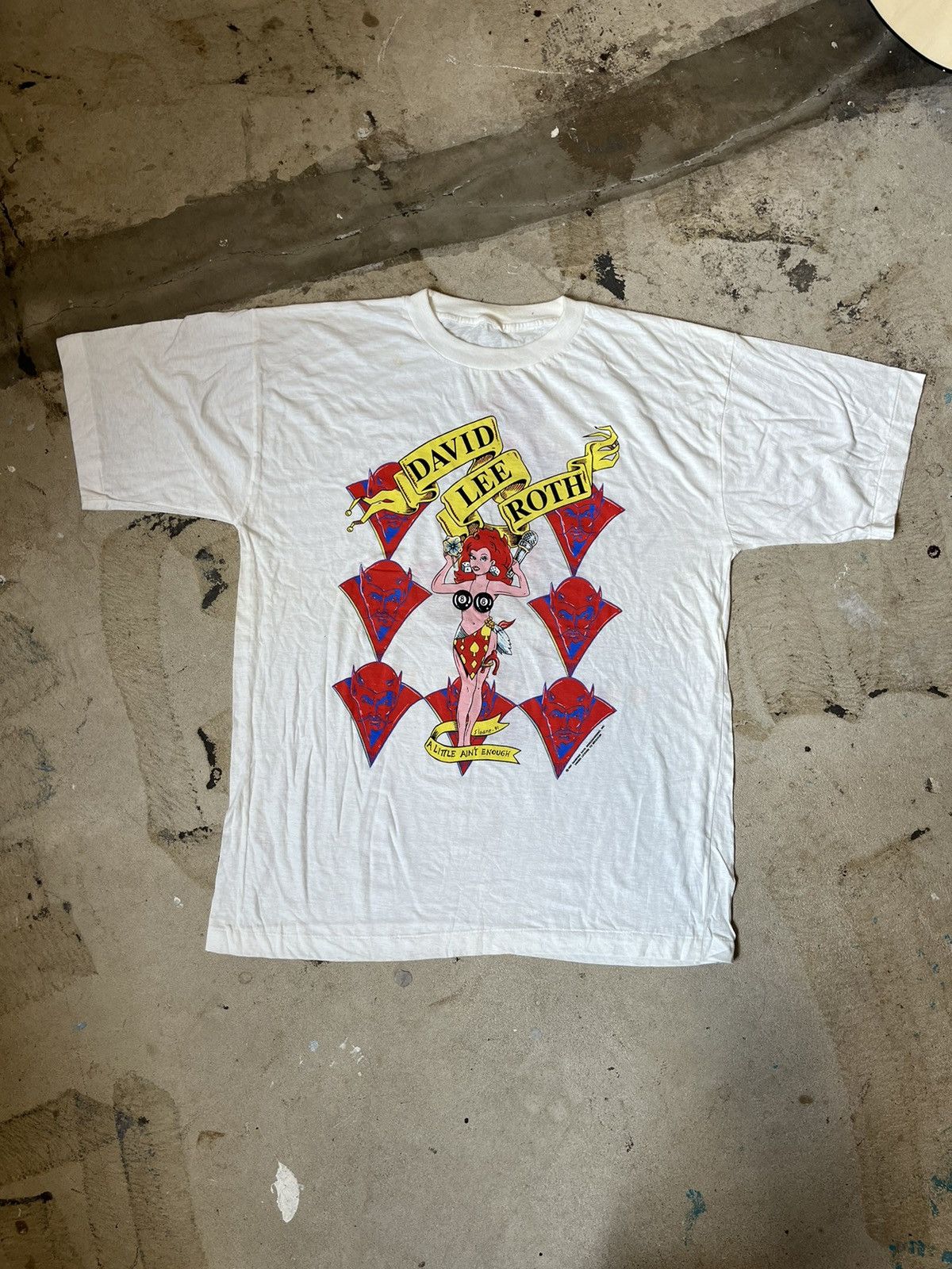 image of Vintage David Lee Roth T-Shirt World Tour 1991 in White, Men's (Size XL)