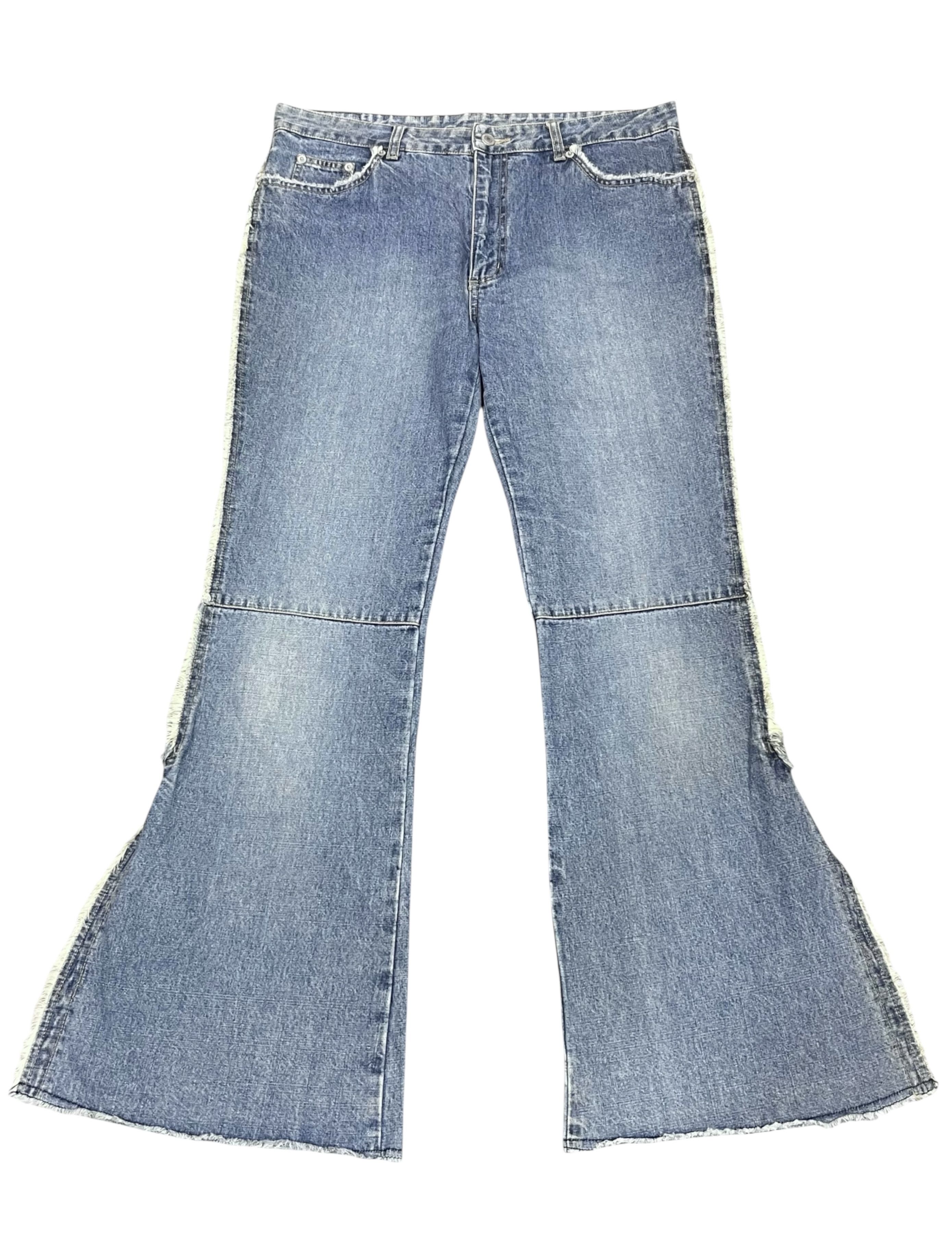 Japanese Brand Vtg Playchess Japan Hem Cut Side Flare Denim Light Wash Size 32" / US 10 / IT 46 - 4 Thumbnail