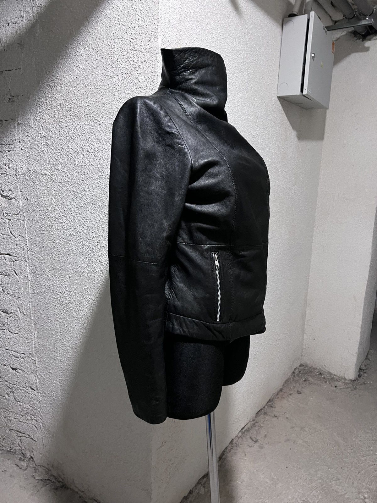 Rick Owens Real Leather Asymmetrical Zip Avant Garde Jacket Size M / US 6-8 / IT 42-44 - 3 Thumbnail