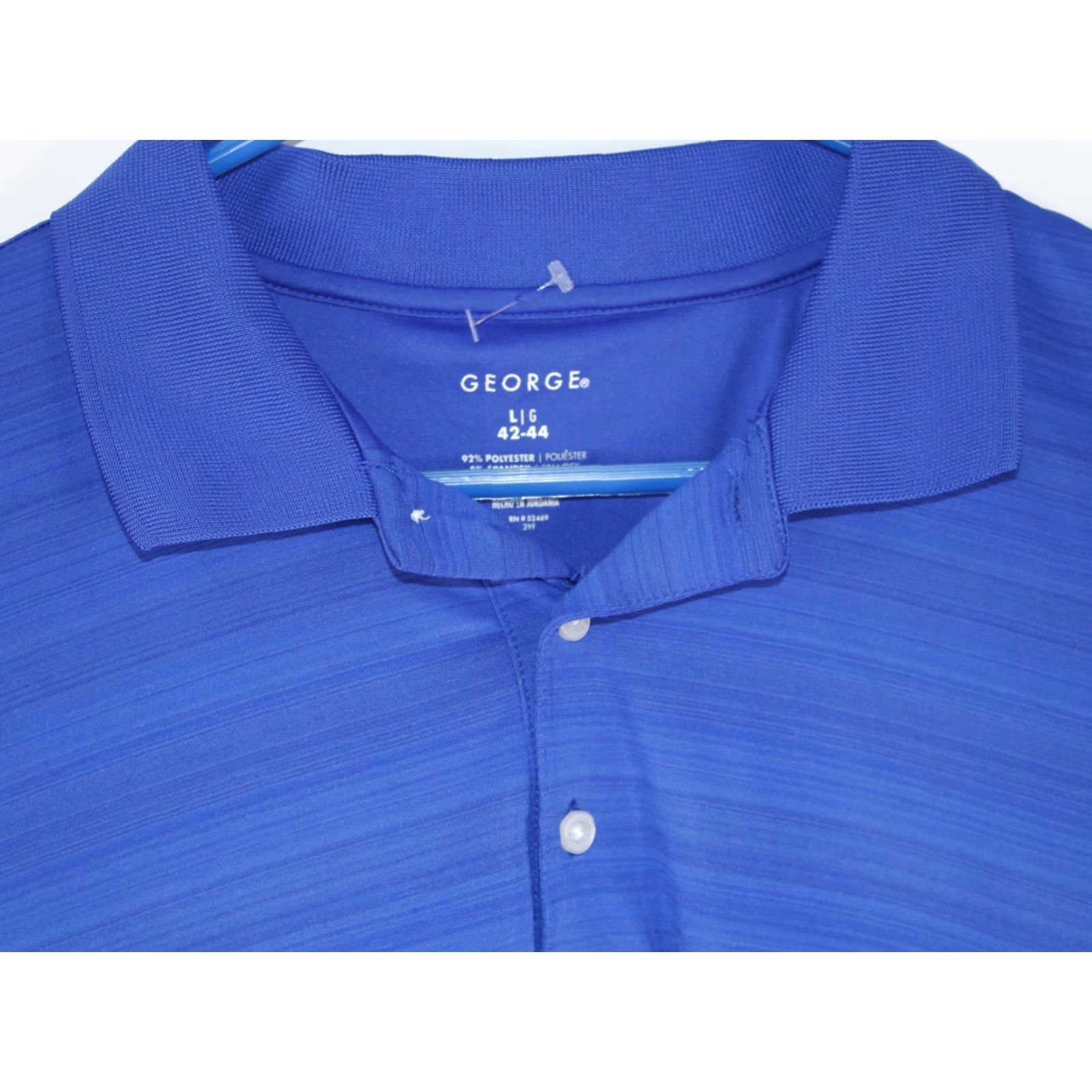 George George Knit Blue Striped Golf Polo Shirt Men's Adult Large 42-44 Size US L / EU 52-54 / 3 - 2 Thumbnail