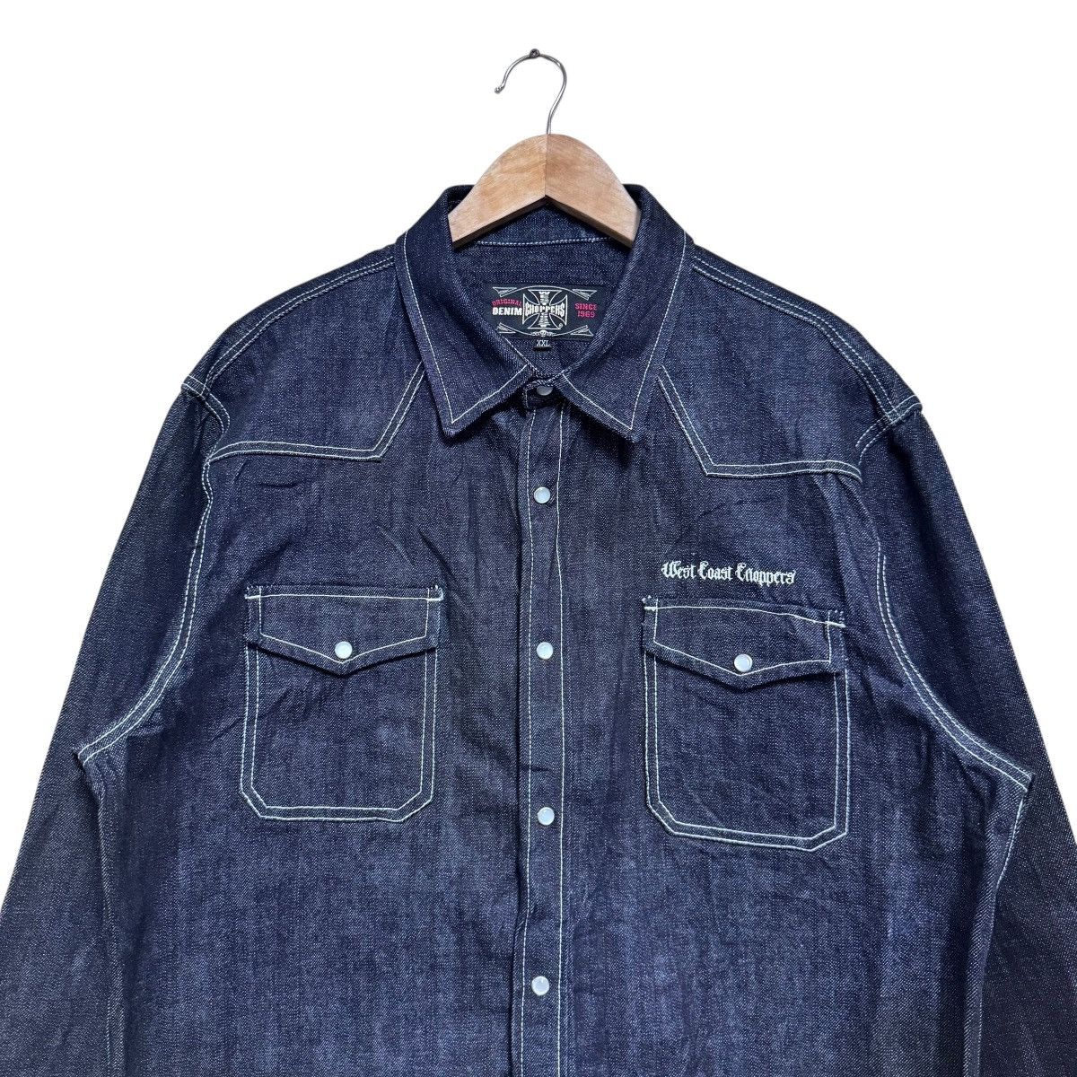 West Coast Choppers West Coast Choppers Pearl Snap Western Denim Shirt Heavy Size US XXL / EU 58 / 5 - 2 Thumbnail