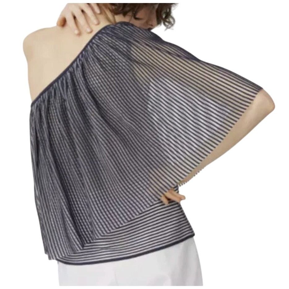 Club Monaco Club Monaco Striped One Shoulder Zuwema Sweater Chandails Size L / US 10 / IT 46 - 2 Thumbnail