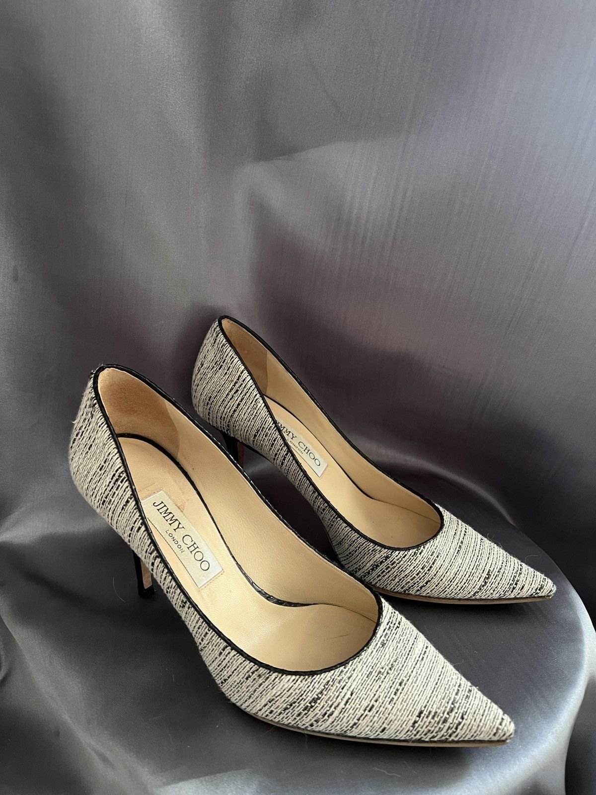 Jimmy Choo Jimmy choo leather and canva heels Size US 8 / IT 38 - 5 Thumbnail
