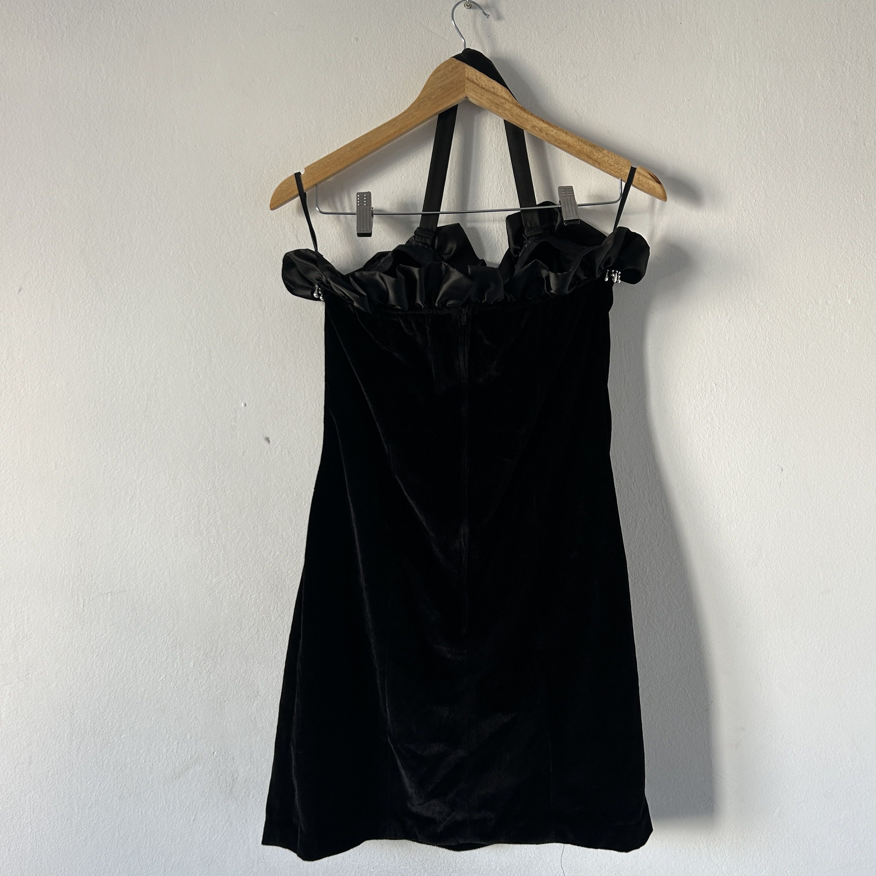 Vintage Vintage 80s halter sweetheart fringed black velvet dress Size XL / US 12-14 / IT 48-50 - 8 Thumbnail