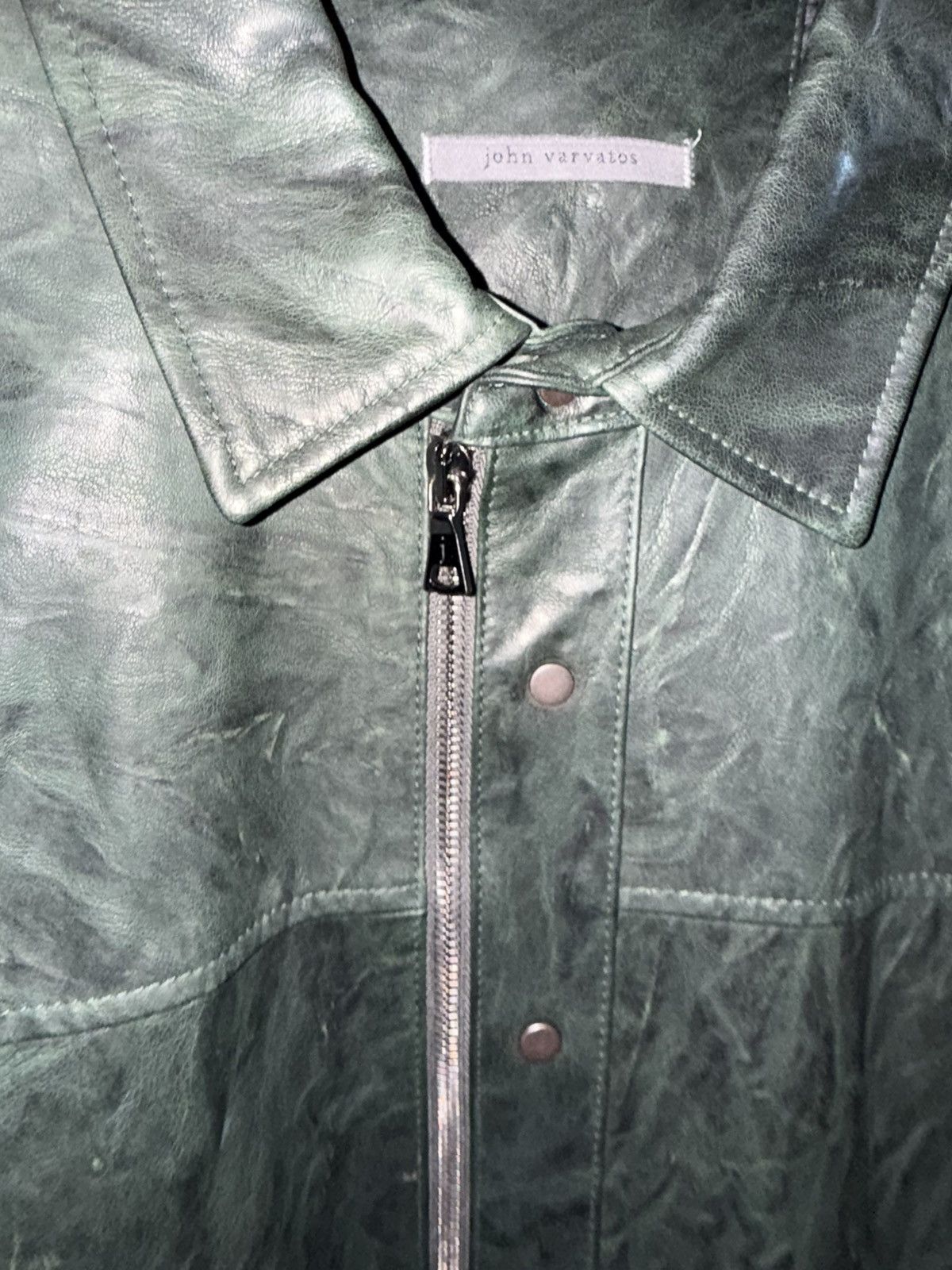 John Varvatos John Varvatos Sheep Skin Green Artisan Wash Shirt Jacket Size US L / EU 52-54 / 3 - 3 Thumbnail