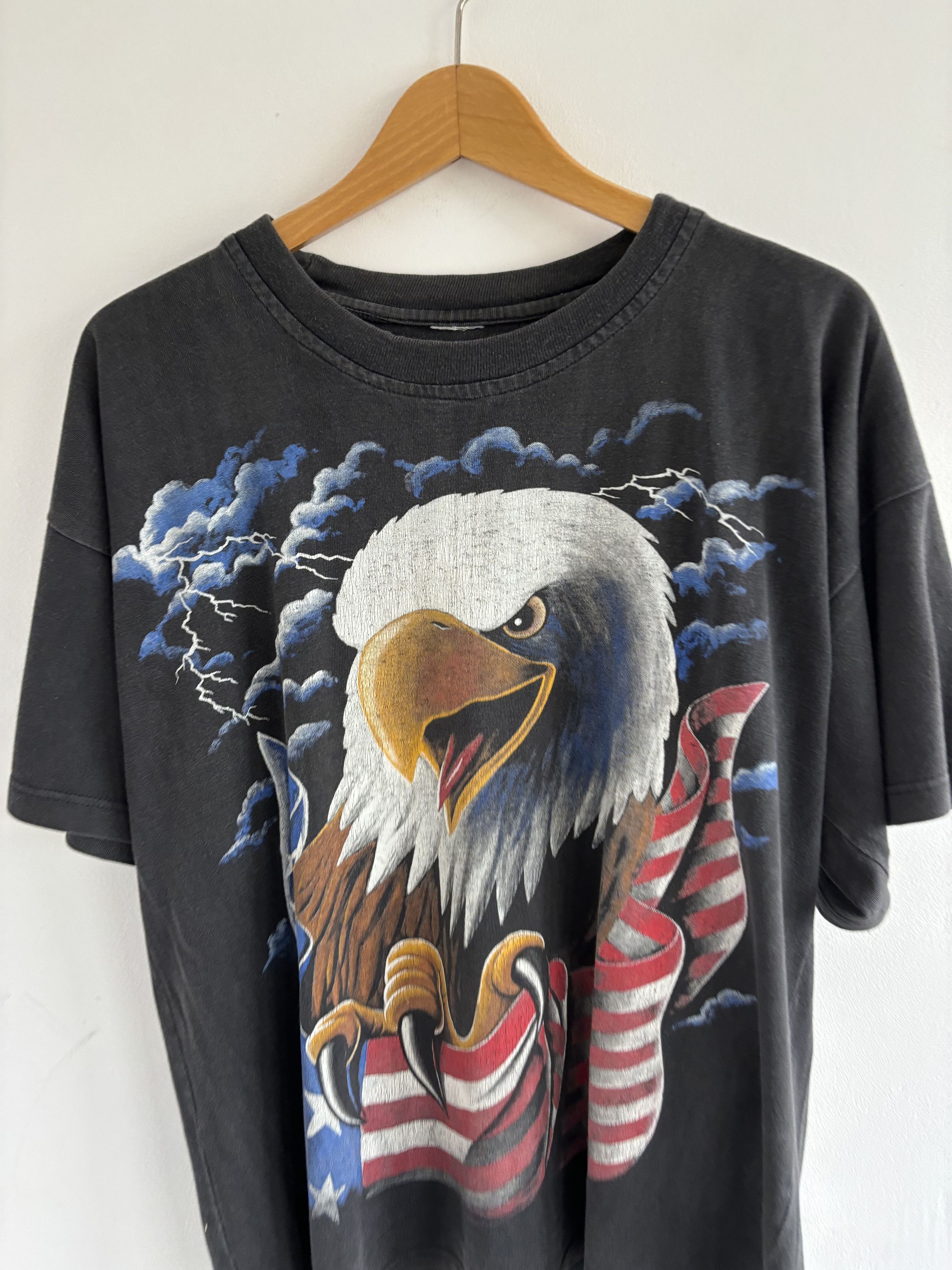 Vintage Eagle American Flag Thunder Faded Tee