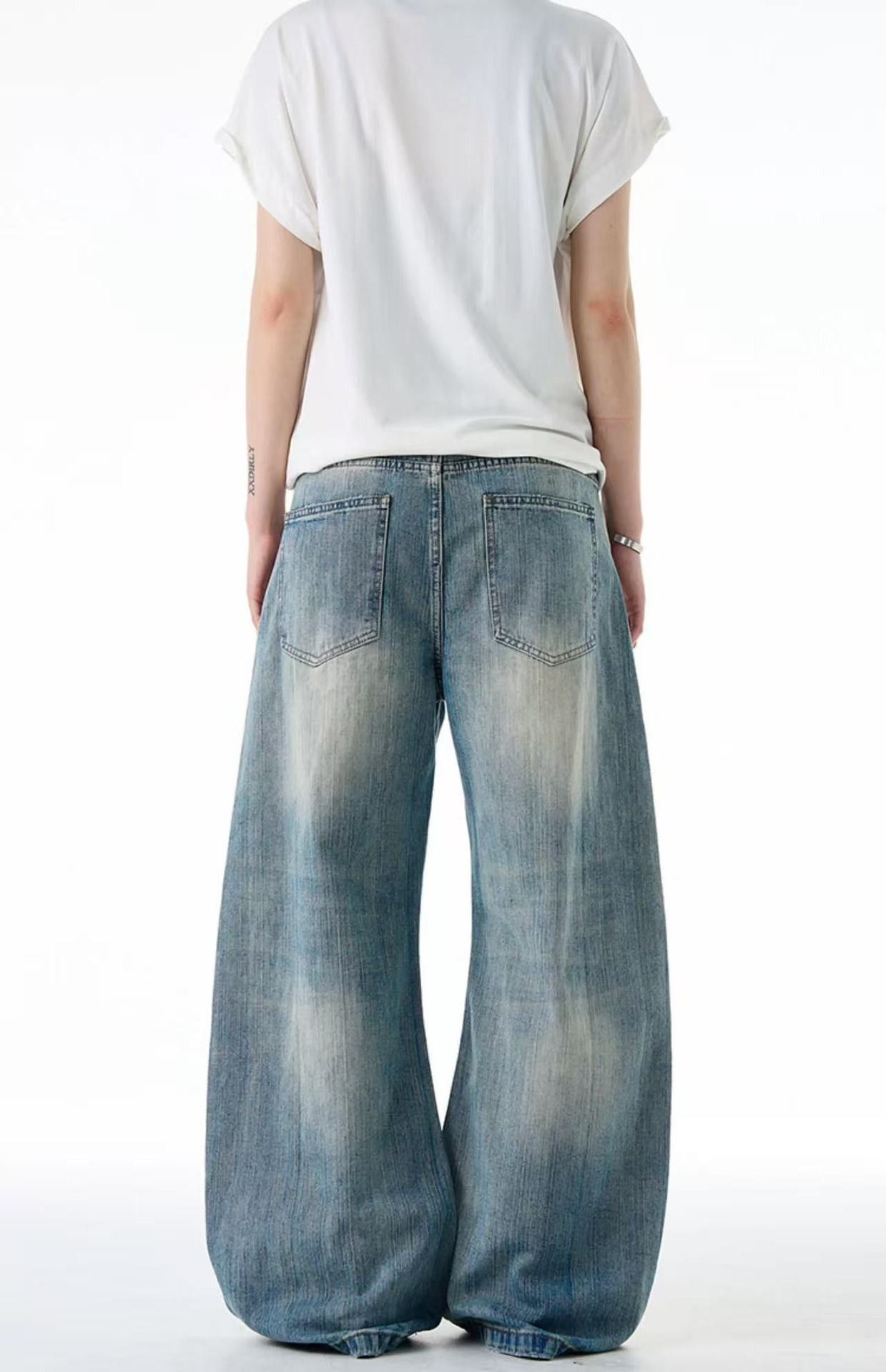 Vintage Retro distressed bamboo men's loose wide-leg ripped jeans Size US 32 / EU 48 - 4 Thumbnail