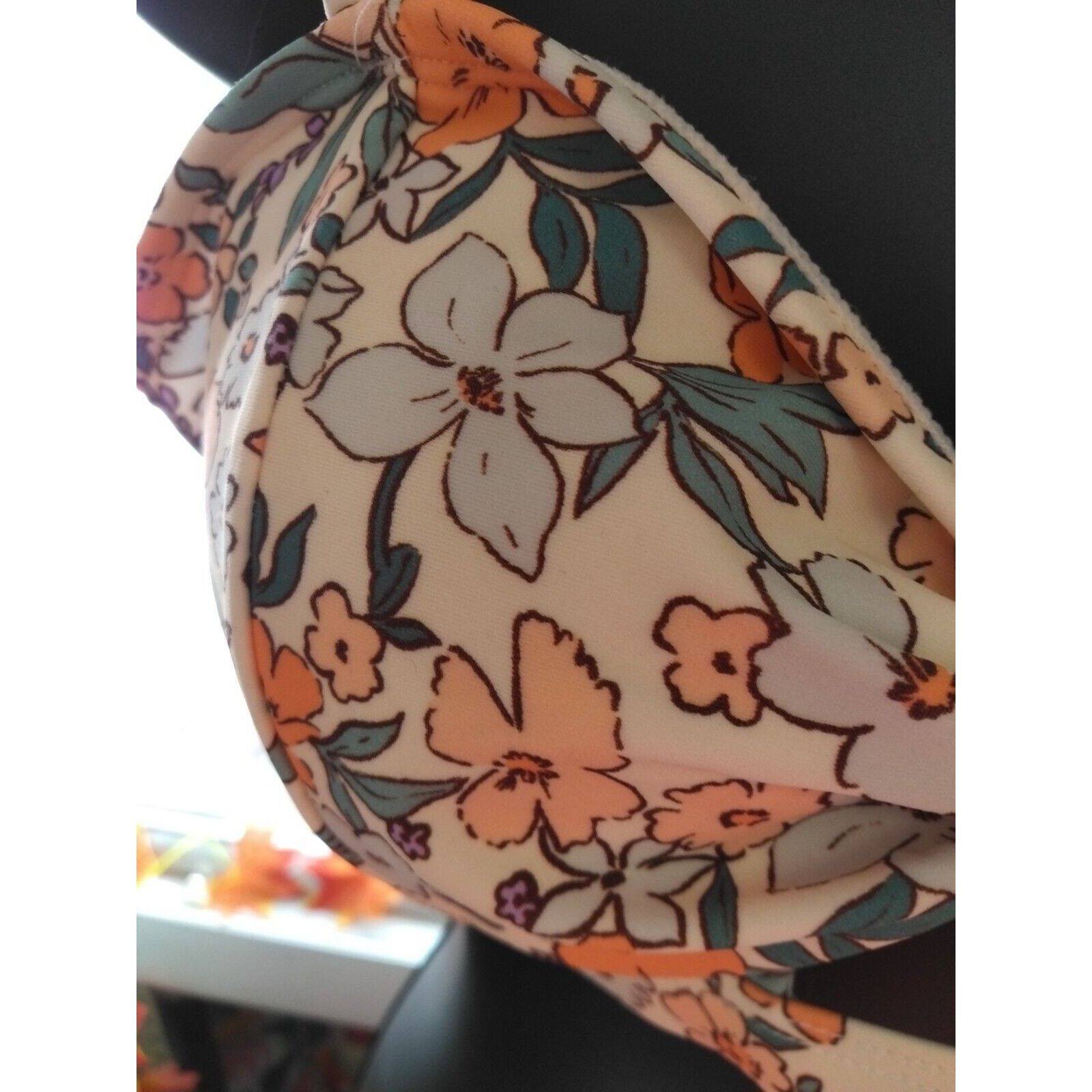 Other Cupshe Bikini Top Women Size Large NEW Yellow Peach Floral Size ONE SIZE - 3 Thumbnail
