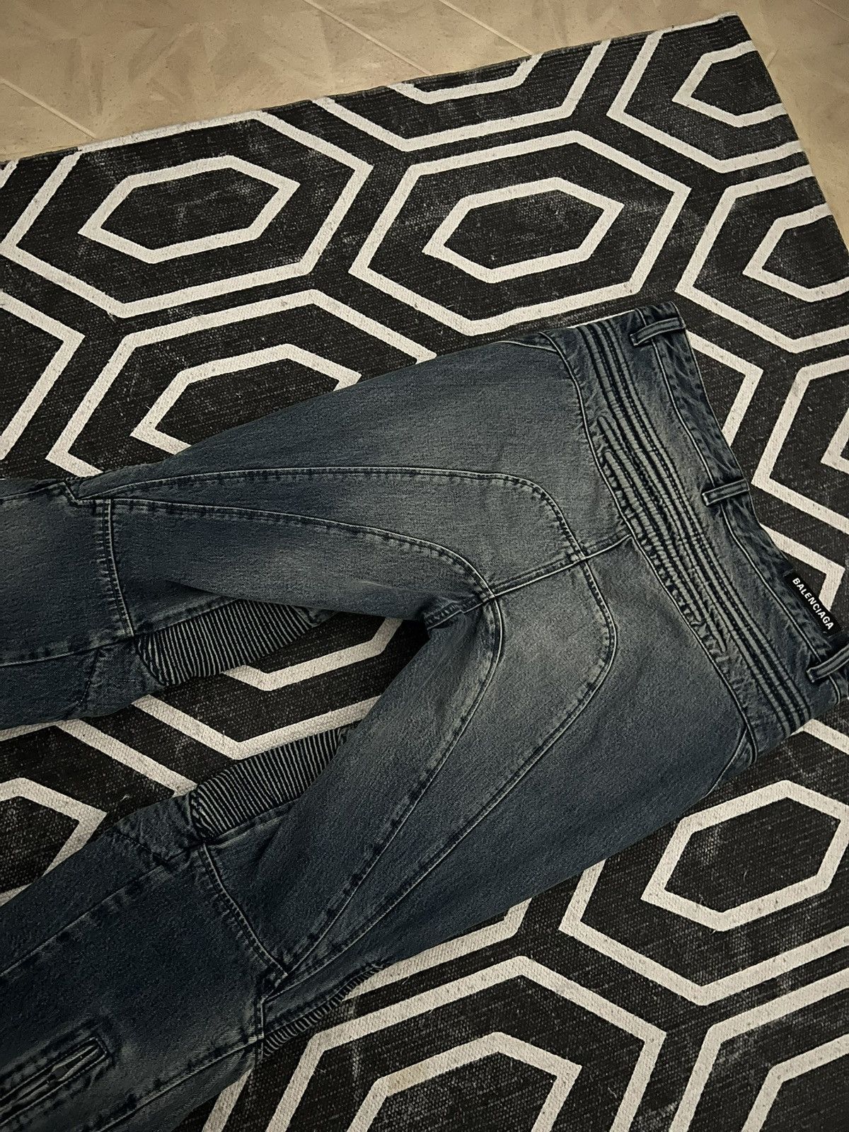 Balenciaga BALENCIAGA AW22 1OF1 SAMPLE BIKER MOTO DENIM JEANS Size US 30 / EU 46 - 10 Thumbnail