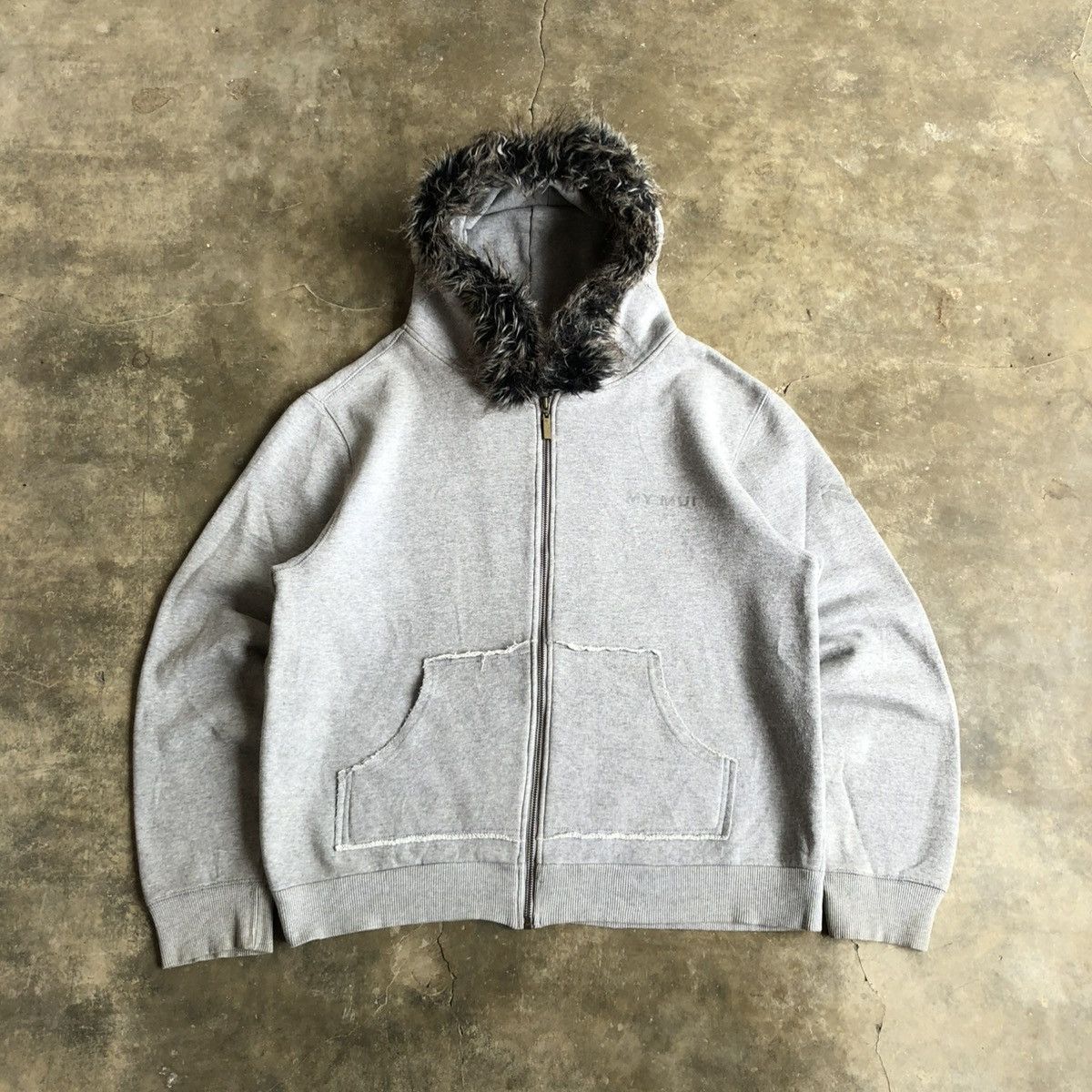 20471120 2000s My Mui Distressed Fur Ziphoodie Grey Ifsixwasnine Lgb Size US XL / EU 56 / 4 - 1 Thumbnail