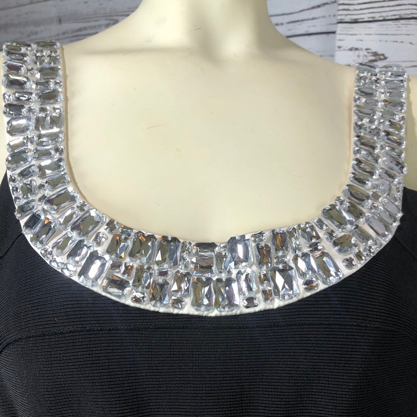 Other Carmen Marc Valvo Gemstones Metallic Black Bandage Dress s Size S / US 4 / IT 40 - 6 Thumbnail