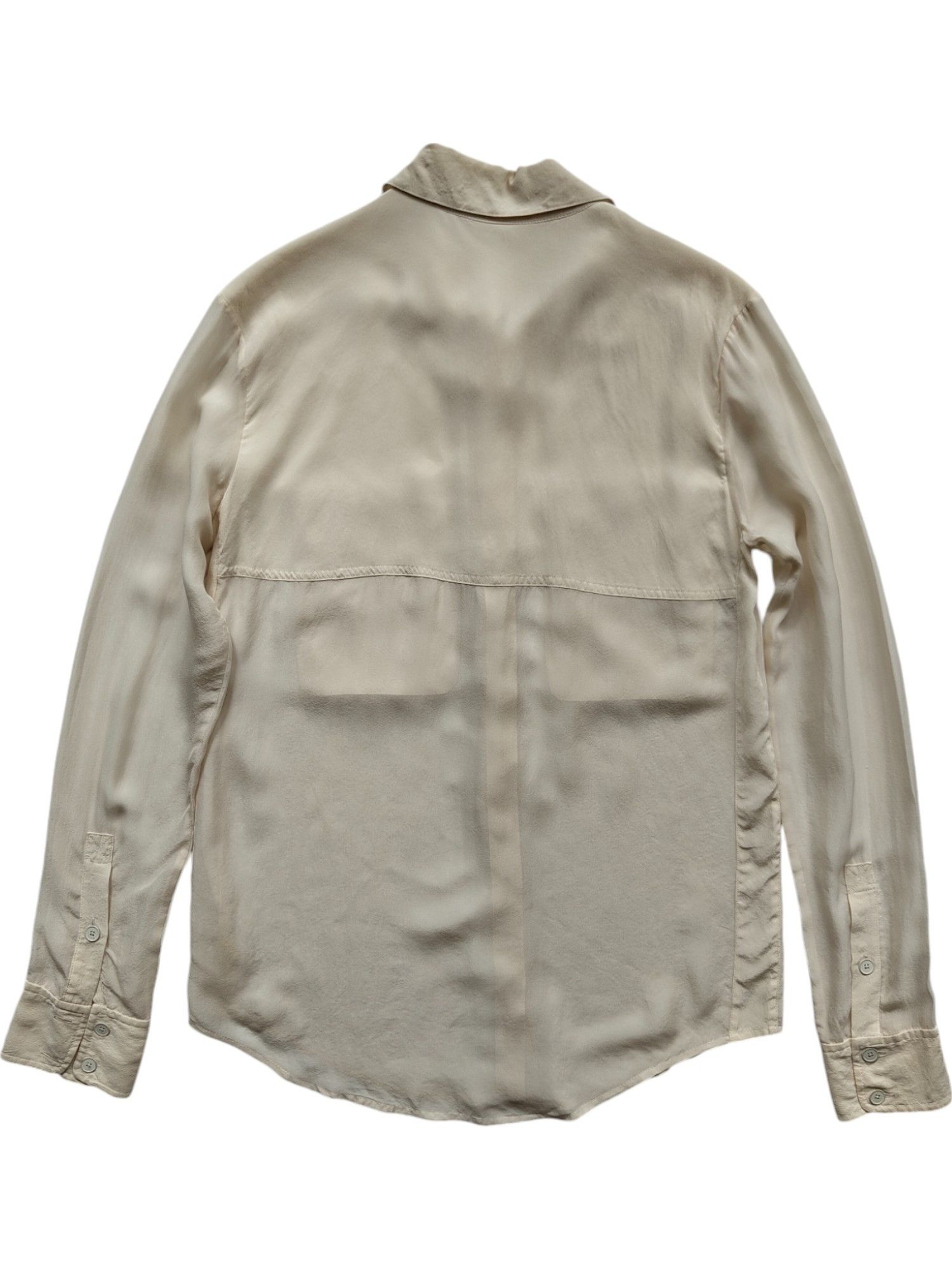 T by Alexander Wang Creme Color Silk Shirt With Sheer Back Size XS / US 0-2 / IT 36-38 - 6 Thumbnail
