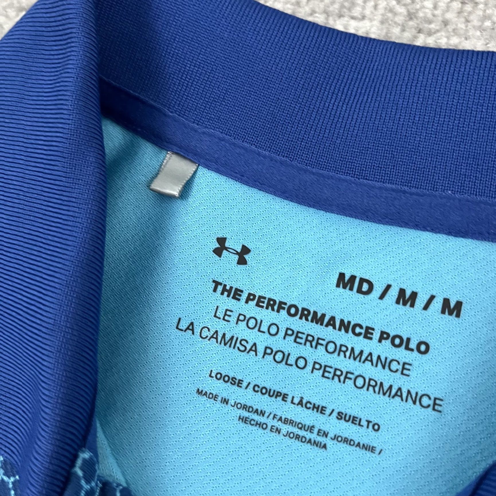 Under Armour Under Armour Polo Shirt Mens Medium Blue Honeycomb Print Golf Activewear Short Sleeve Regular Fit Size US M / EU 48-50 / 2 - 3 Thumbnail