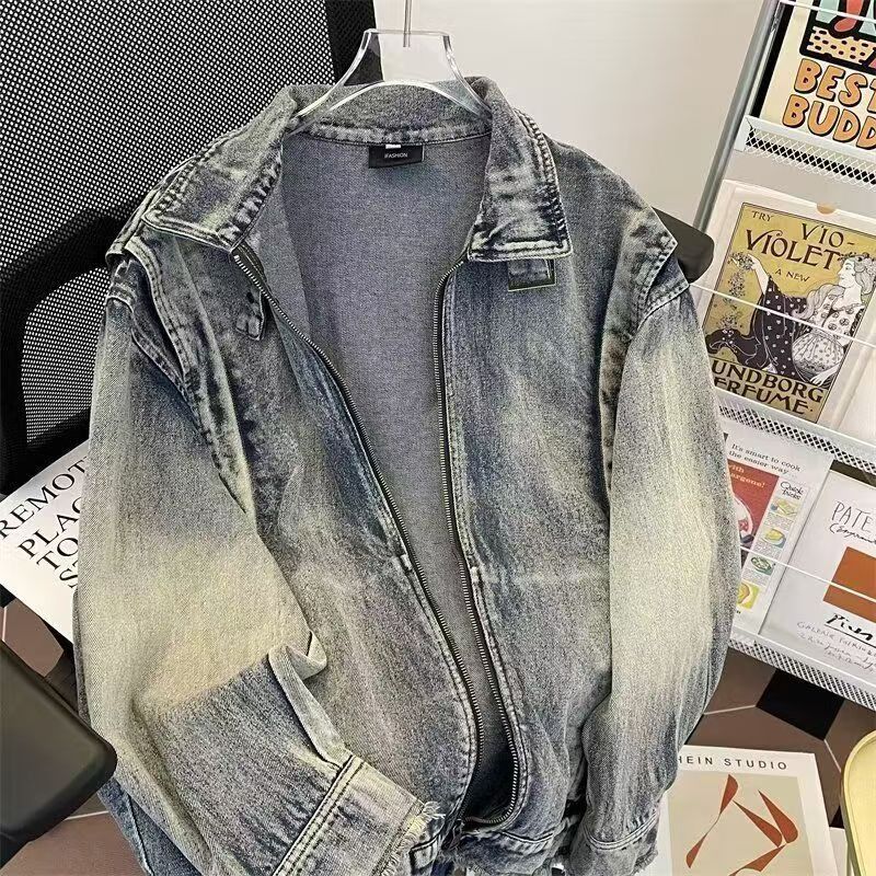 Vintage Acid Wash Stand Collar Denim Jacket Size US M / EU 48-50 / 2 - 2 Thumbnail