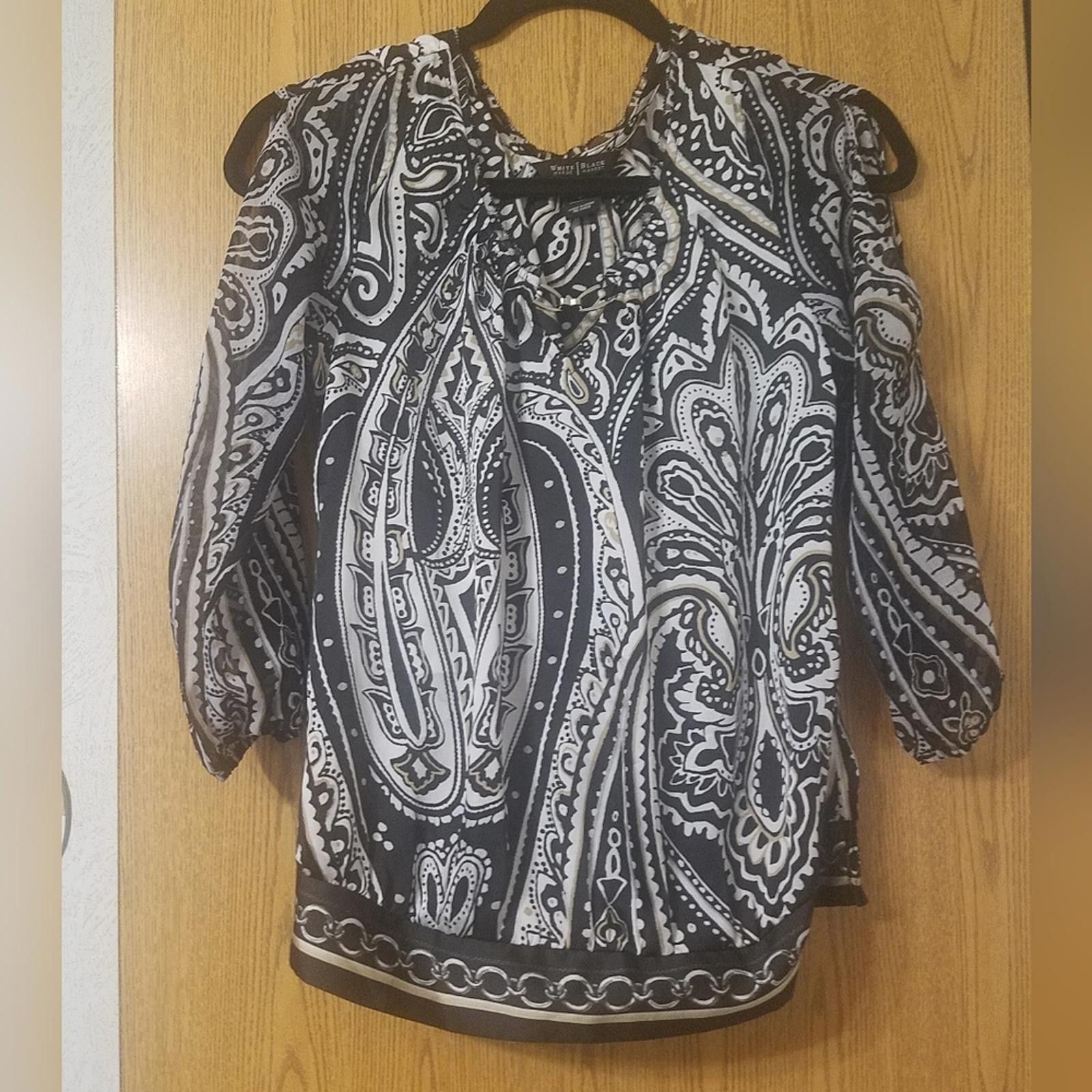 Designer White House Black Market Paisley Women's Top Size 6 Size M / US 6-8 / IT 42-44 - 1 Thumbnail