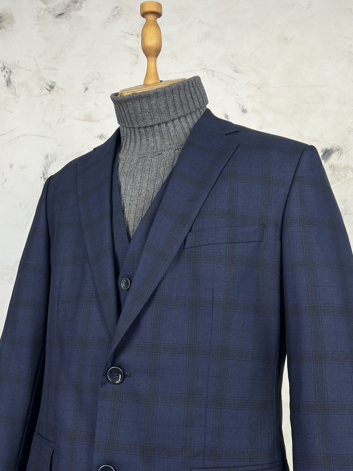 Reiss Reiss Three Piece Check Suit Jacket Vest Trousers Size S - M Size 40R - 3 Thumbnail