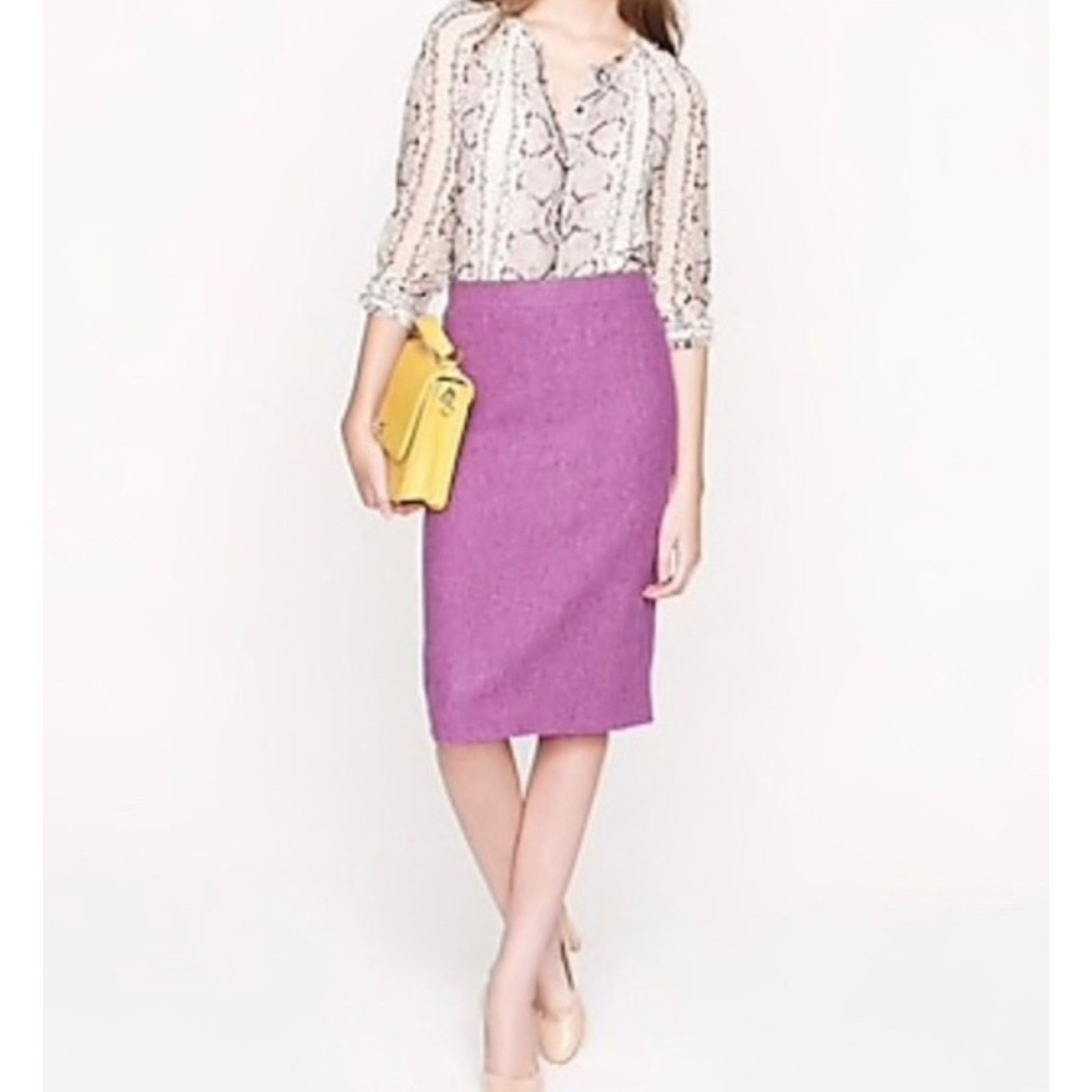 J.Crew J. Crew Super 120s No. 2 Pencil Herringbone Wool Skirt Size 30" / US 8 / IT 44 - 2 Thumbnail
